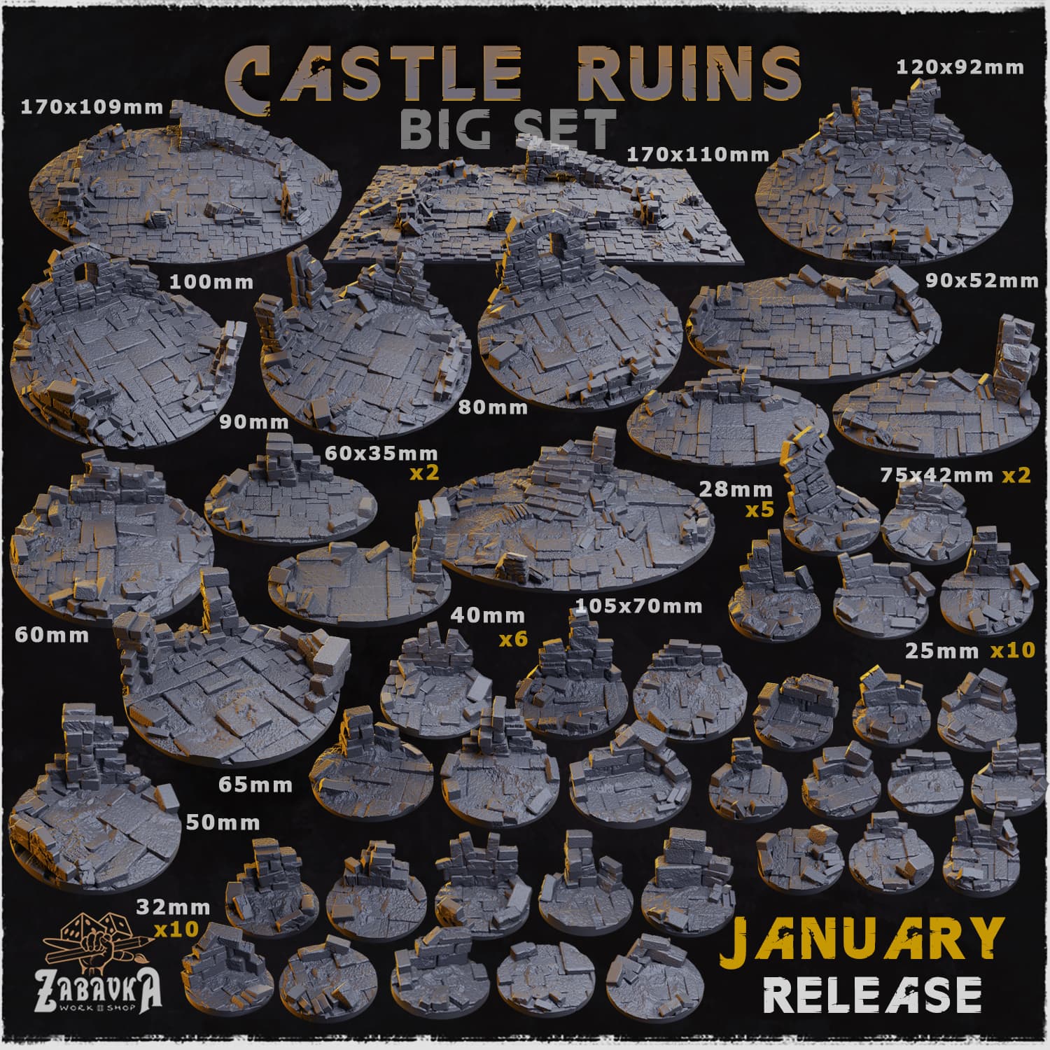 Castle Ruins Toppers - Unpainted Resin thumbnail