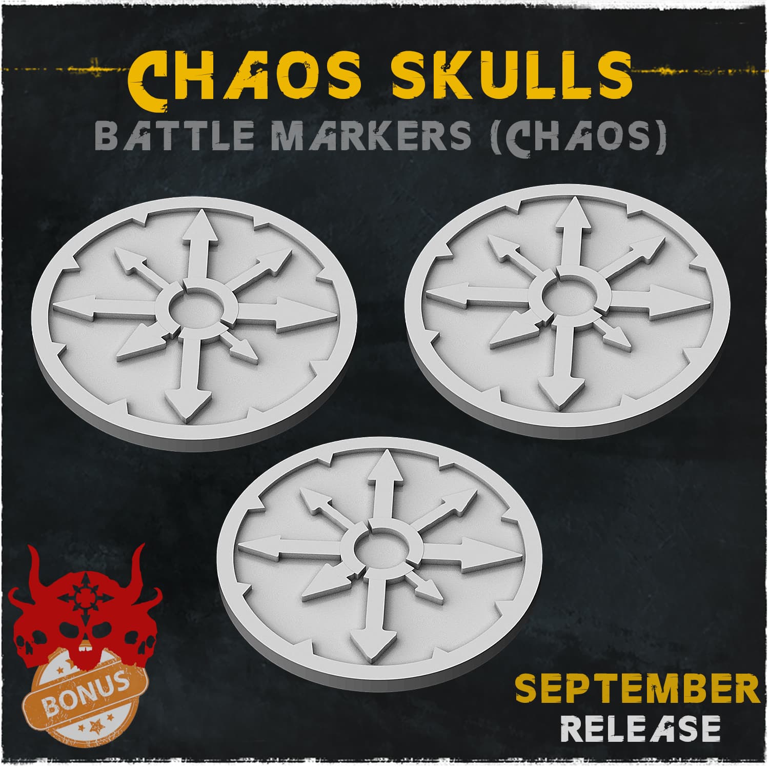 Chaos Skulls Battle Marker - Unpainted Resin thumbnail