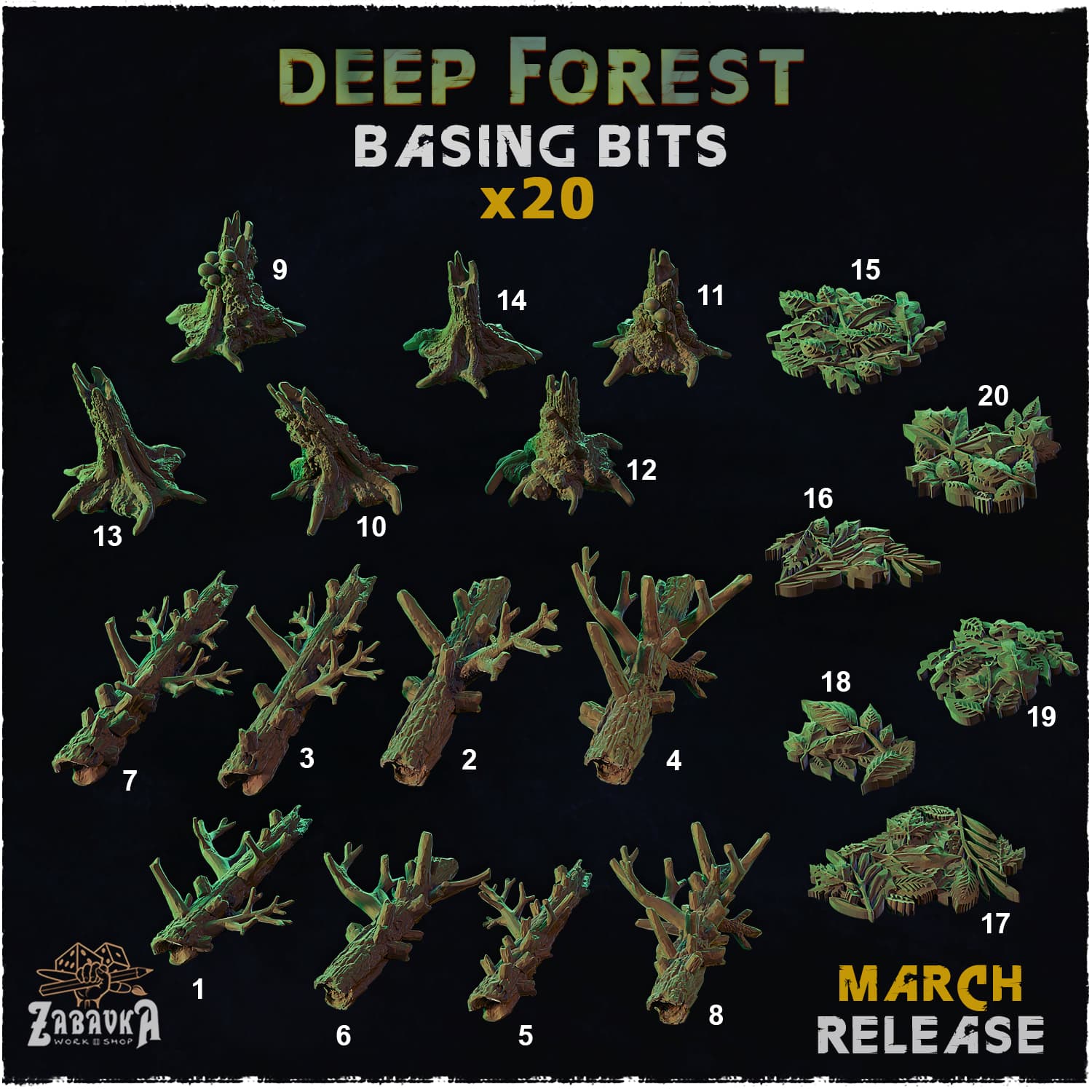 Deep Forest Basing Bits - Unpainted Resin thumbnail