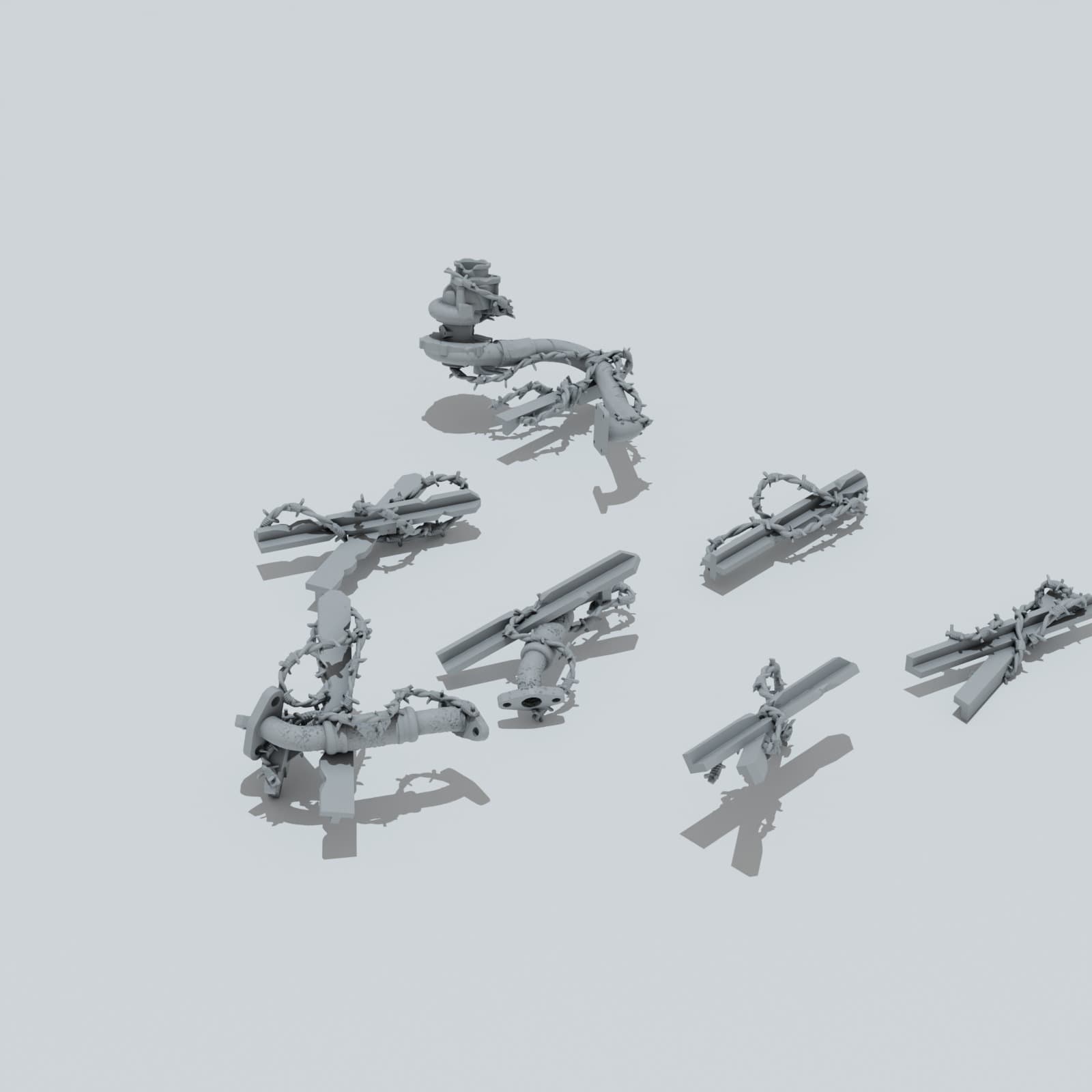 Desert Scrap Metal Defense Fortifications - Unpainted Resin thumbnail