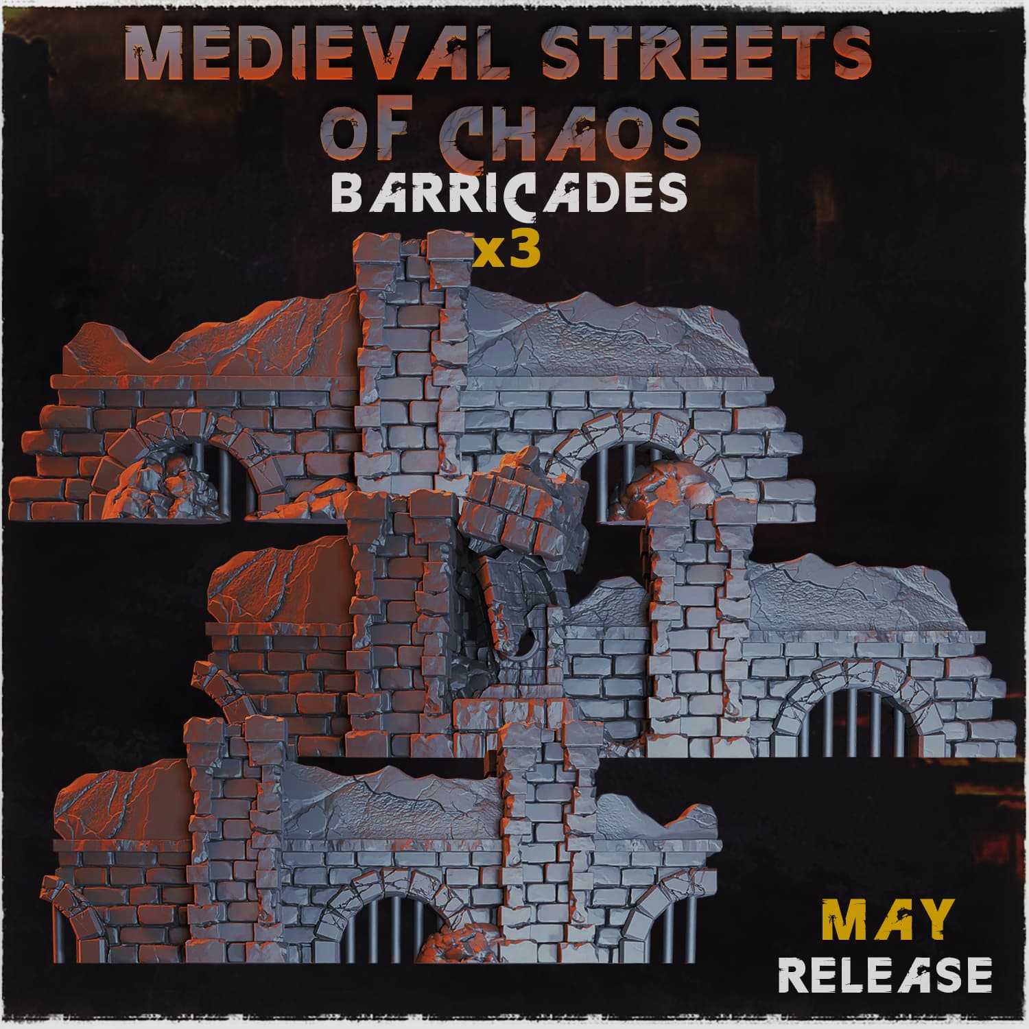 Medieval Streets of Chaos Barricades - Unpainted Resin thumbnail