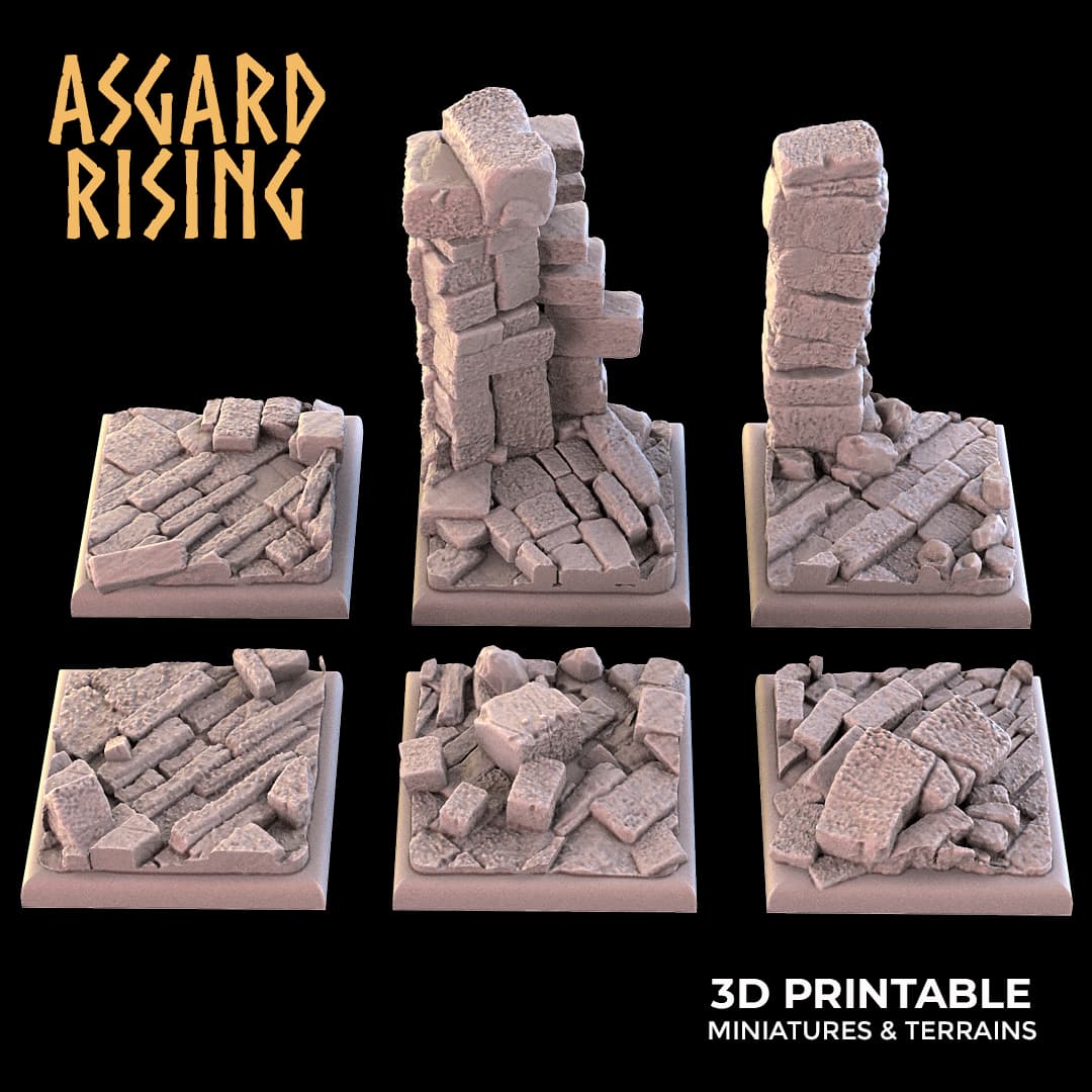 Ruins Theme Bases - Unpainted Resin thumbnail