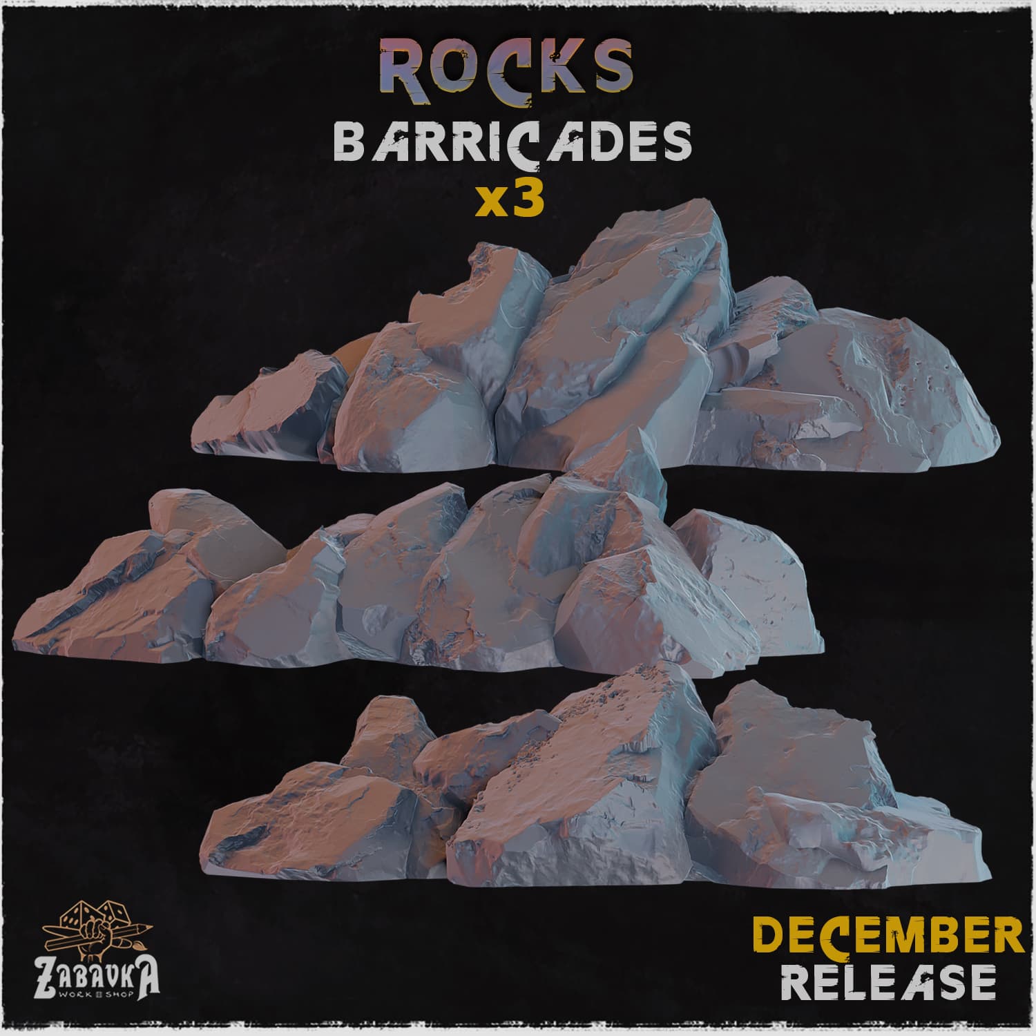 Rocks Barricades - Unpainted Resin thumbnail