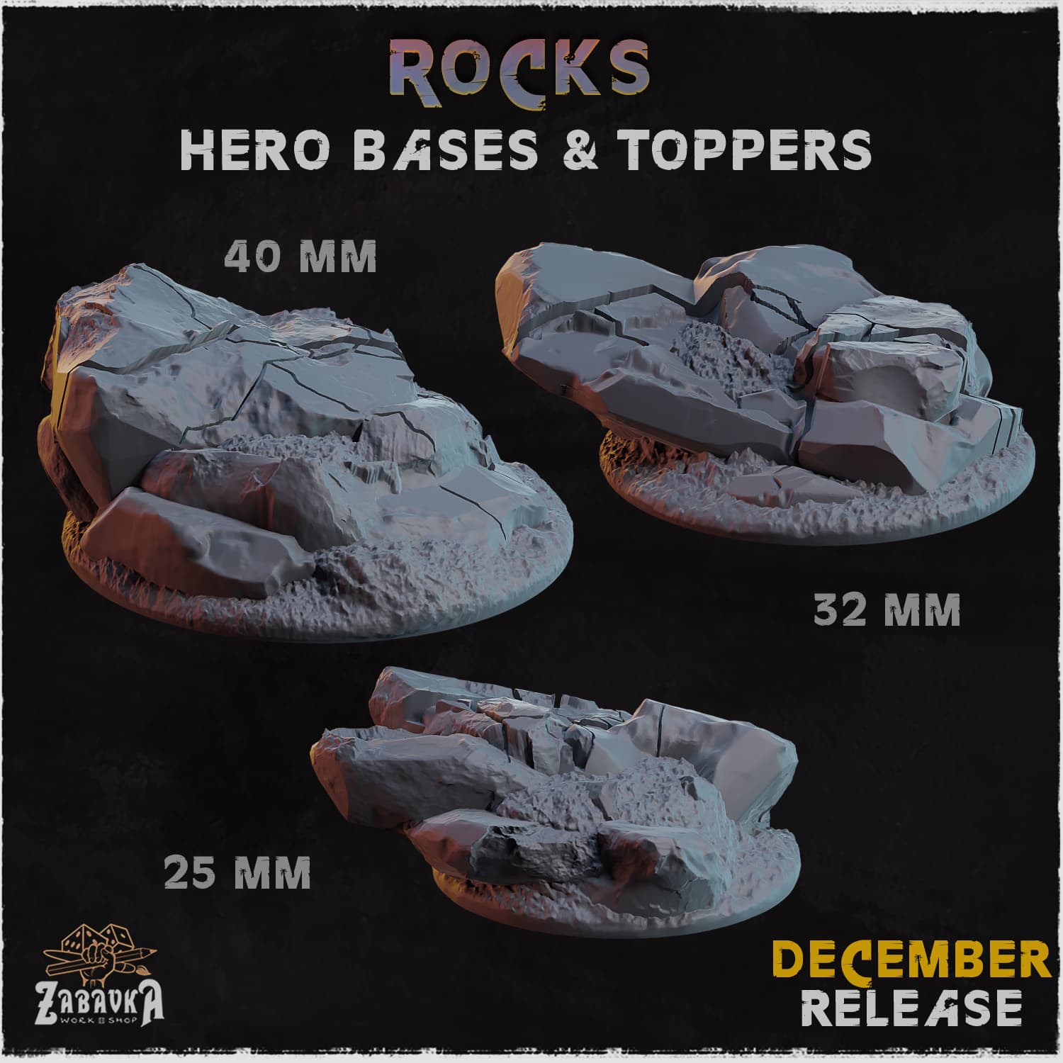 Rocks Hero Bases - Unpainted Resin thumbnail