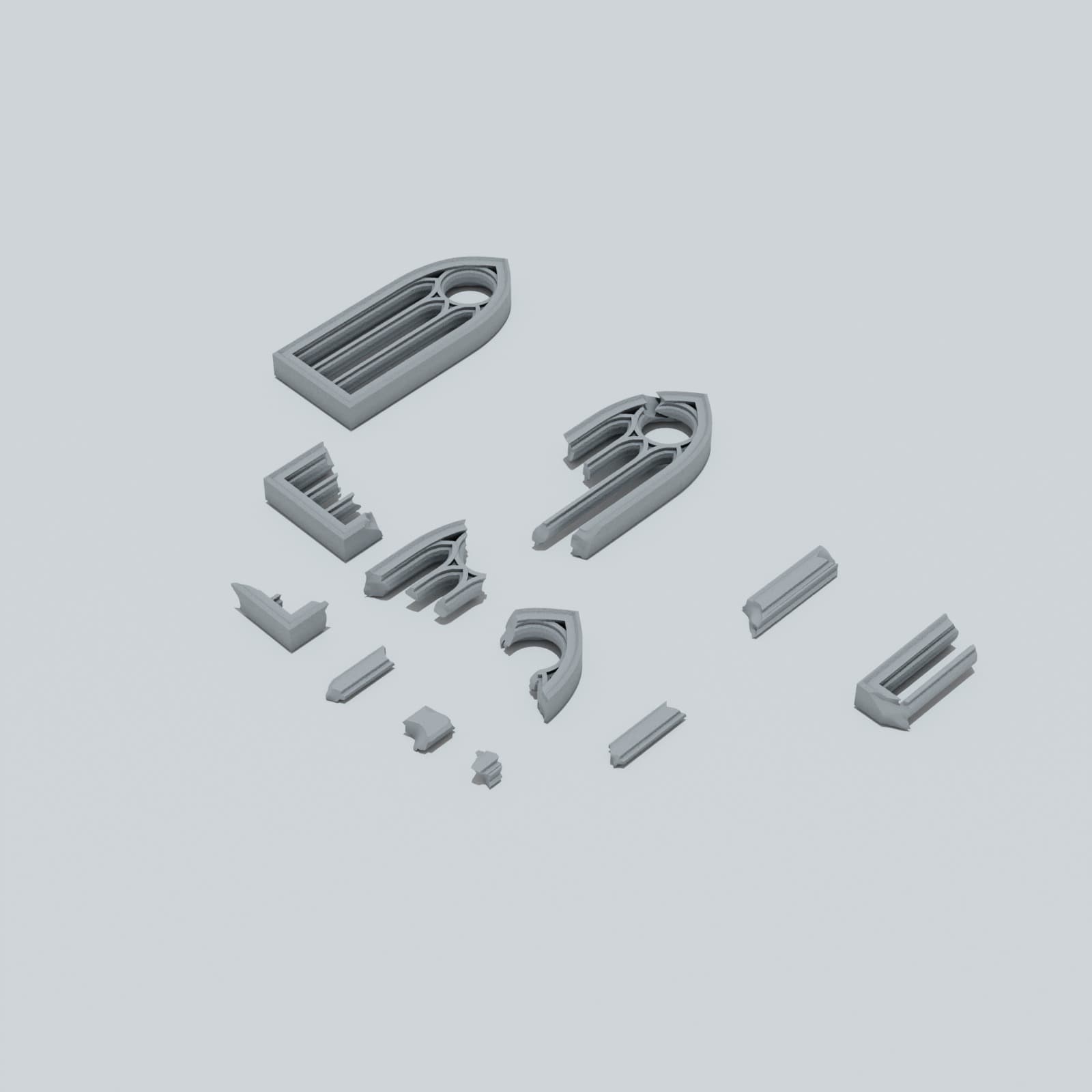 Ruined Empire City Gothic Windows - Unpainted Resin thumbnail