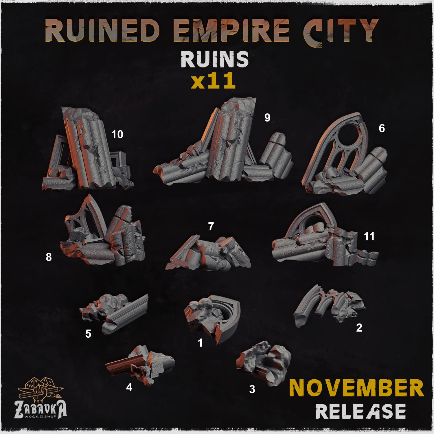Ruined Empire City Ruins - Unpainted Resin thumbnail