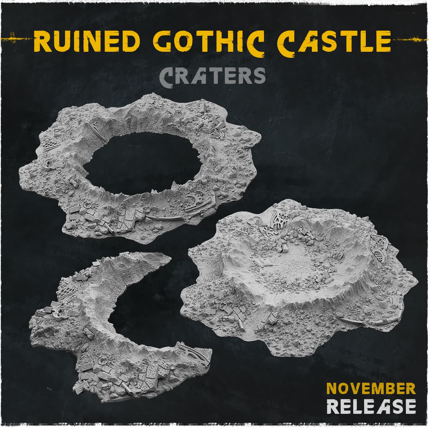 Ruined Gothic Castle Craters - Unpainted Resin thumbnail