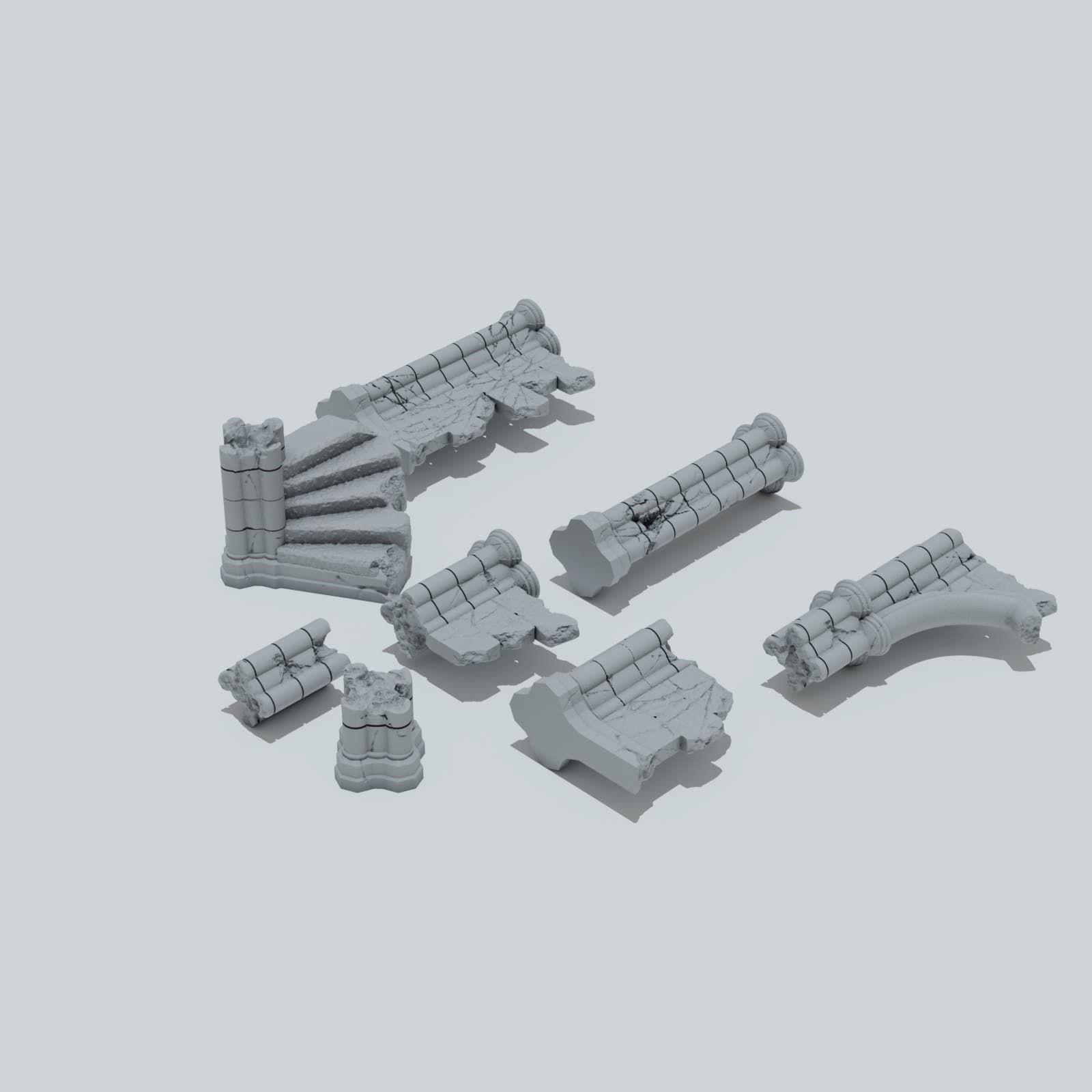 Ruined Gothic Castle Gothic Columns - Unpainted Resin thumbnail