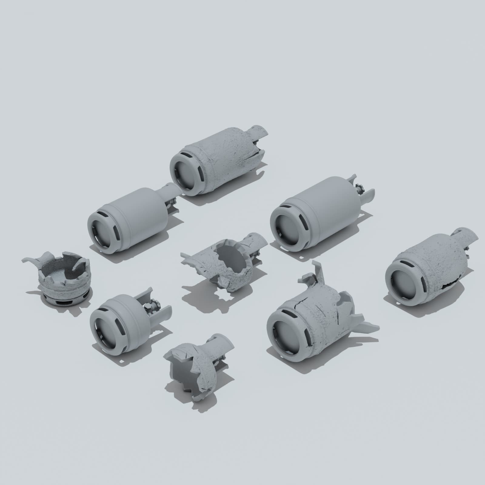 Scrap Metal Gas Cylinders - Unpainted Resin thumbnail