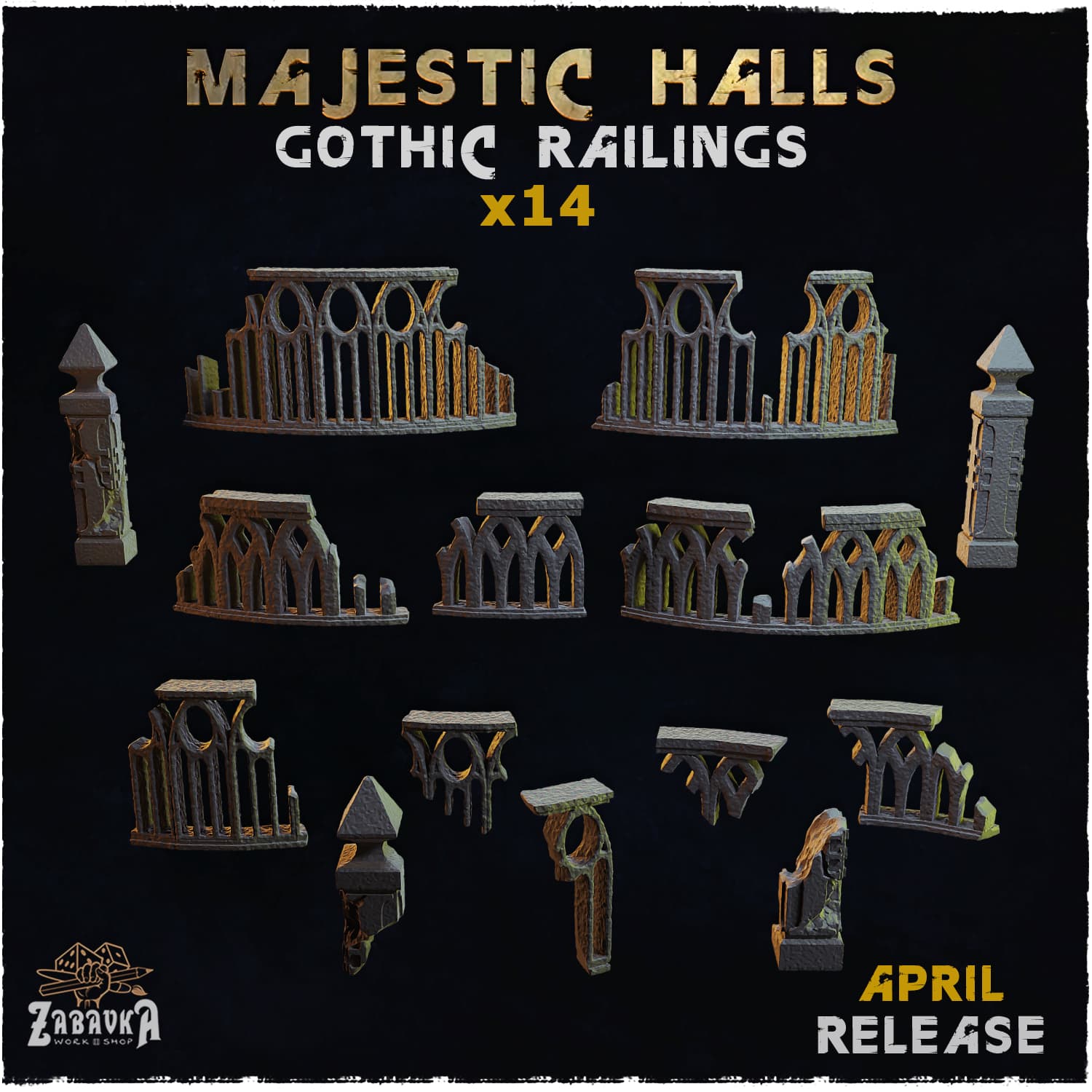 Majestic Halls Gothic Railings - Unpainted Resin thumbnail