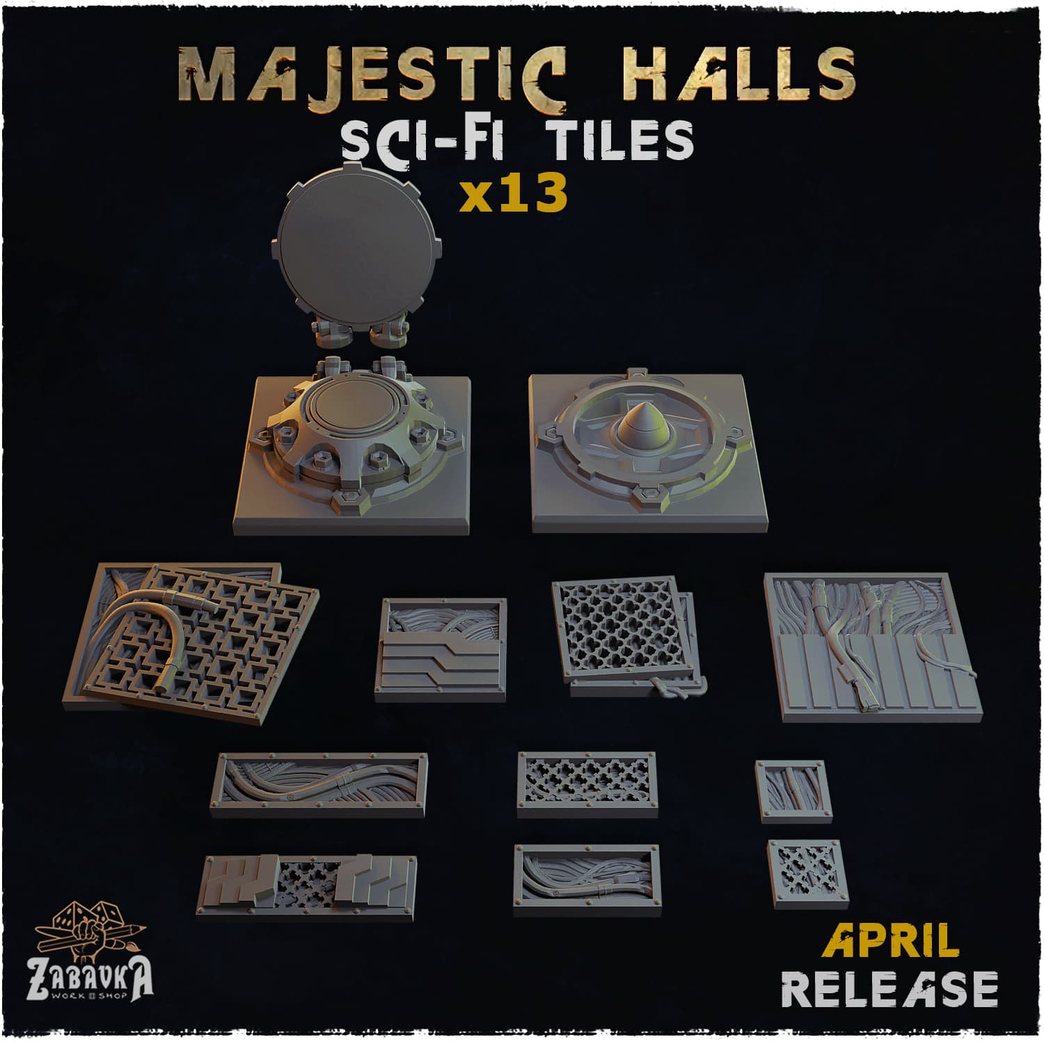 Majestic Halls Sci-fi Tiles - Unpainted Resin thumbnail