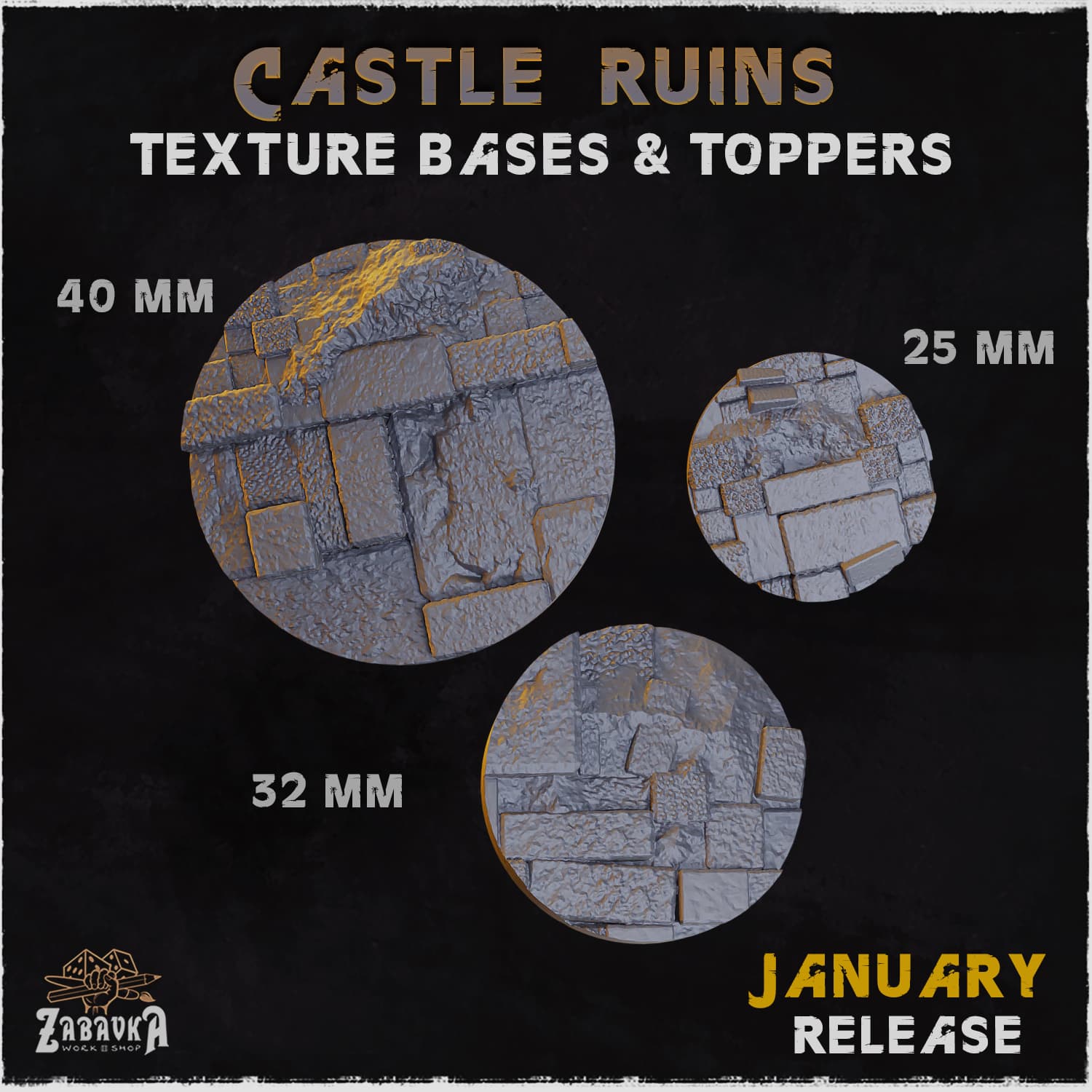 Castle Ruins Bases & Toppers - Unpainted Resin thumbnail