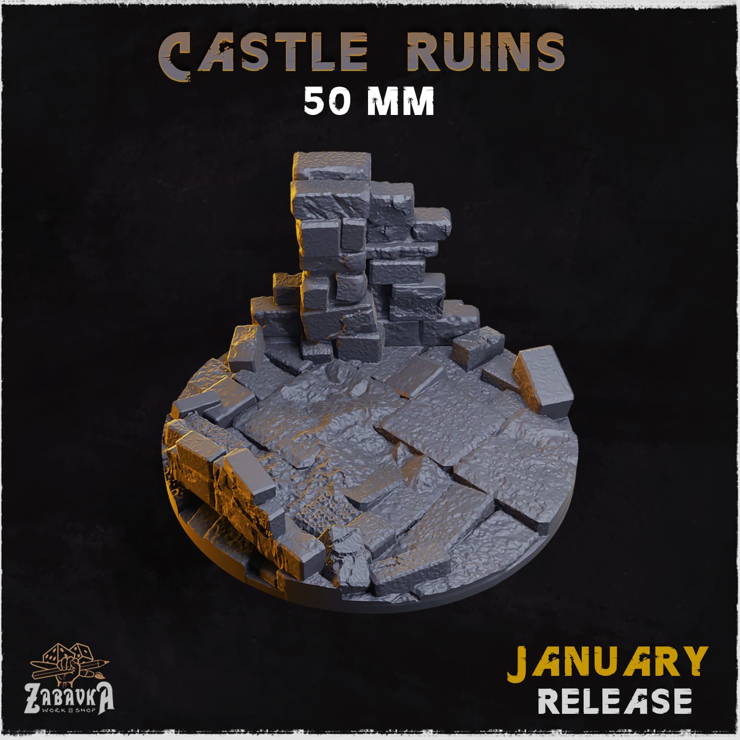 Castle Ruins Bases & Toppers - Unpainted Resin thumbnail