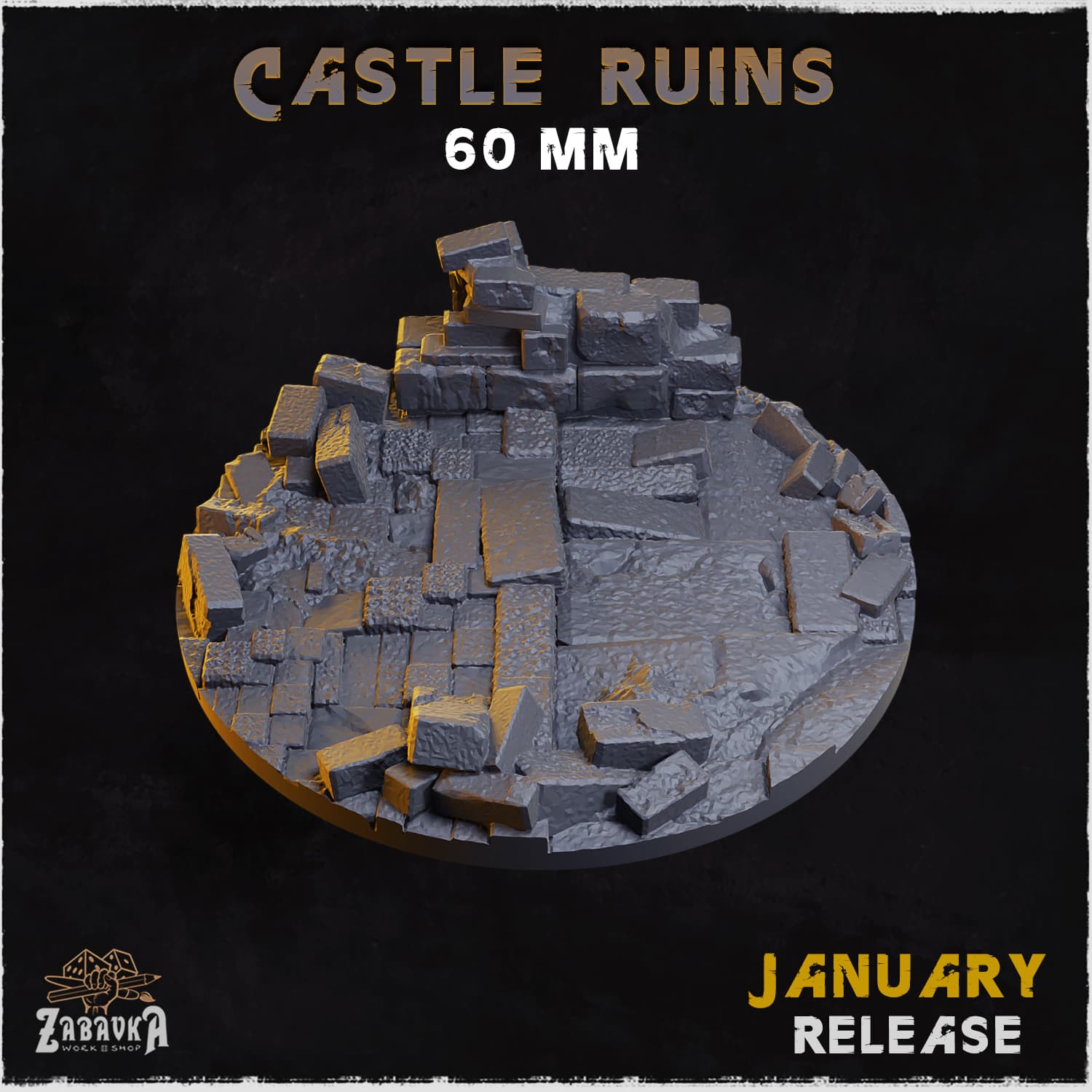 Castle Ruins Bases & Toppers - Unpainted Resin thumbnail