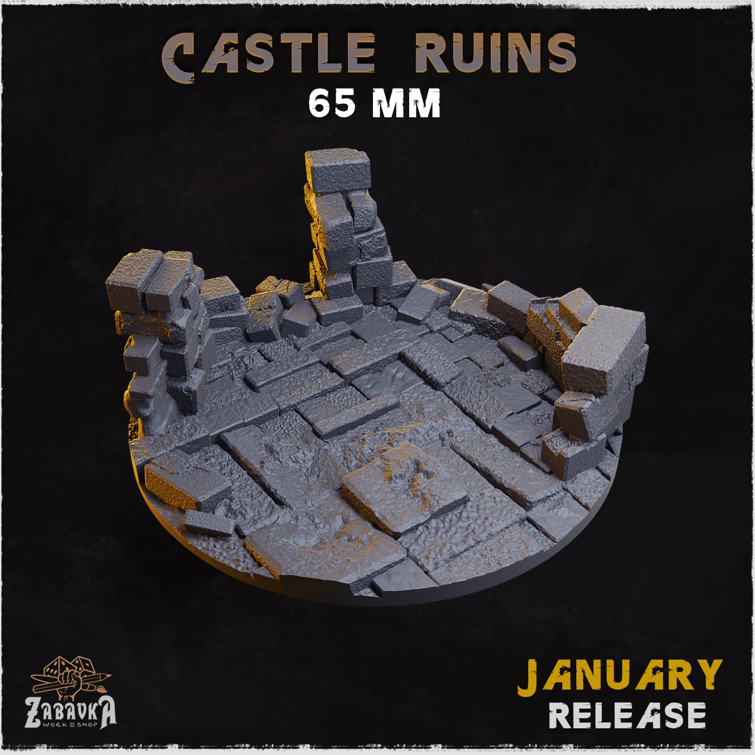 Castle Ruins Bases & Toppers - Unpainted Resin thumbnail