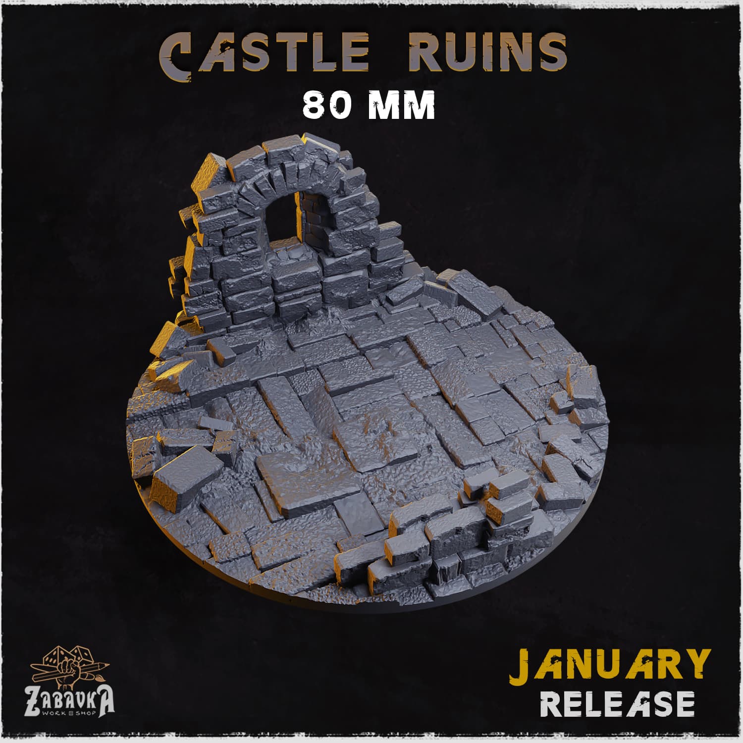 Castle Ruins Bases & Toppers - Unpainted Resin thumbnail