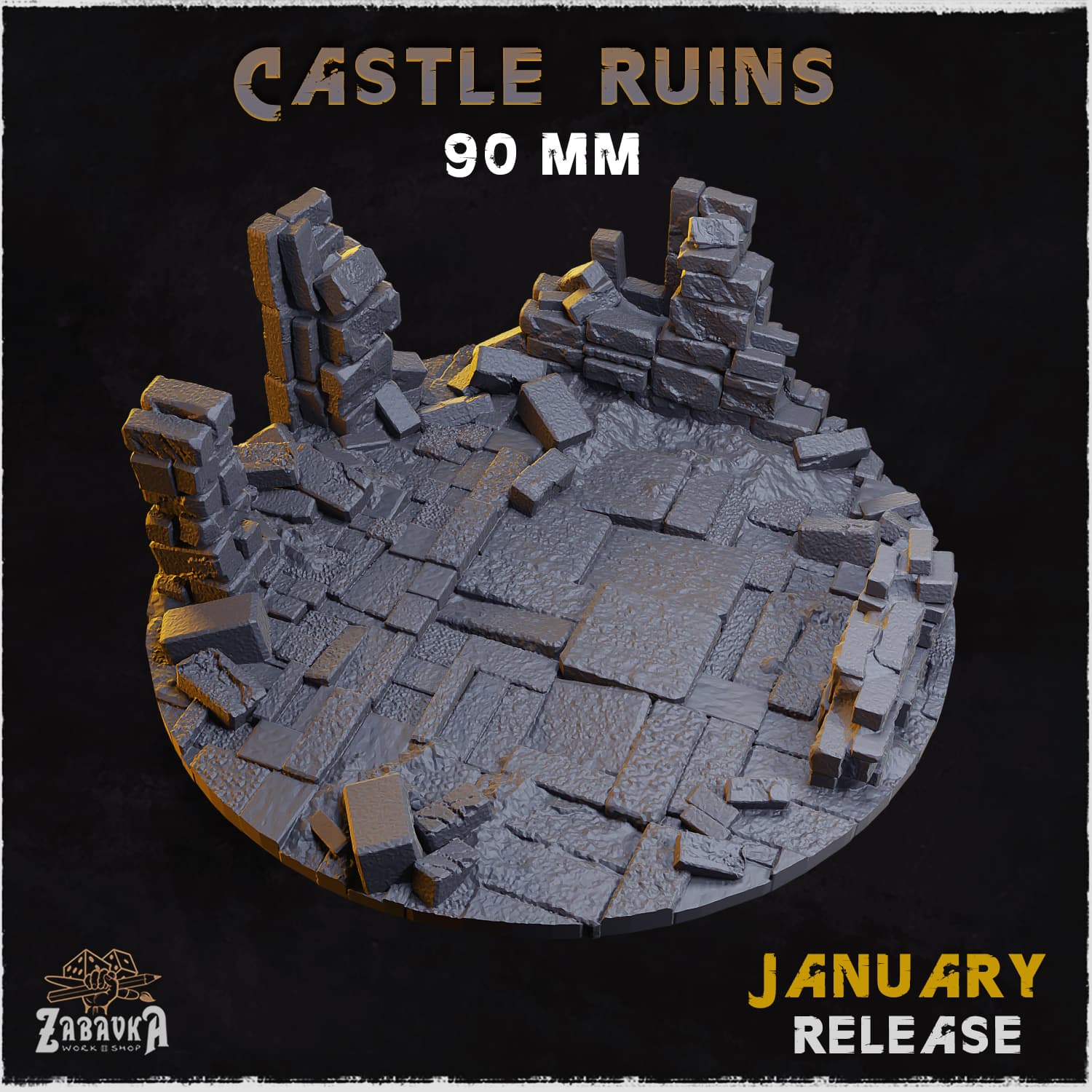 Castle Ruins Bases & Toppers - Unpainted Resin thumbnail
