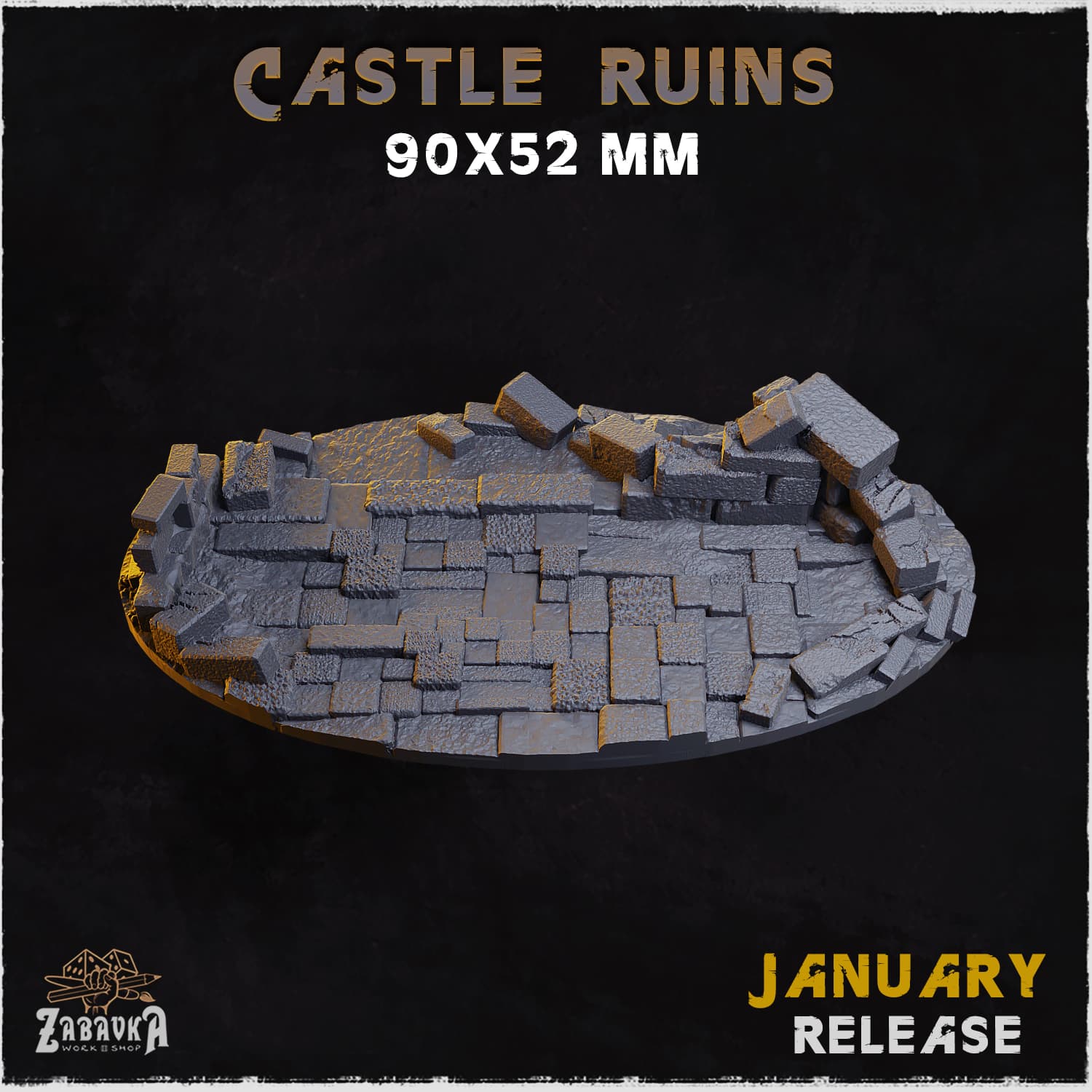 Castle Ruins Bases & Toppers - Unpainted Resin thumbnail