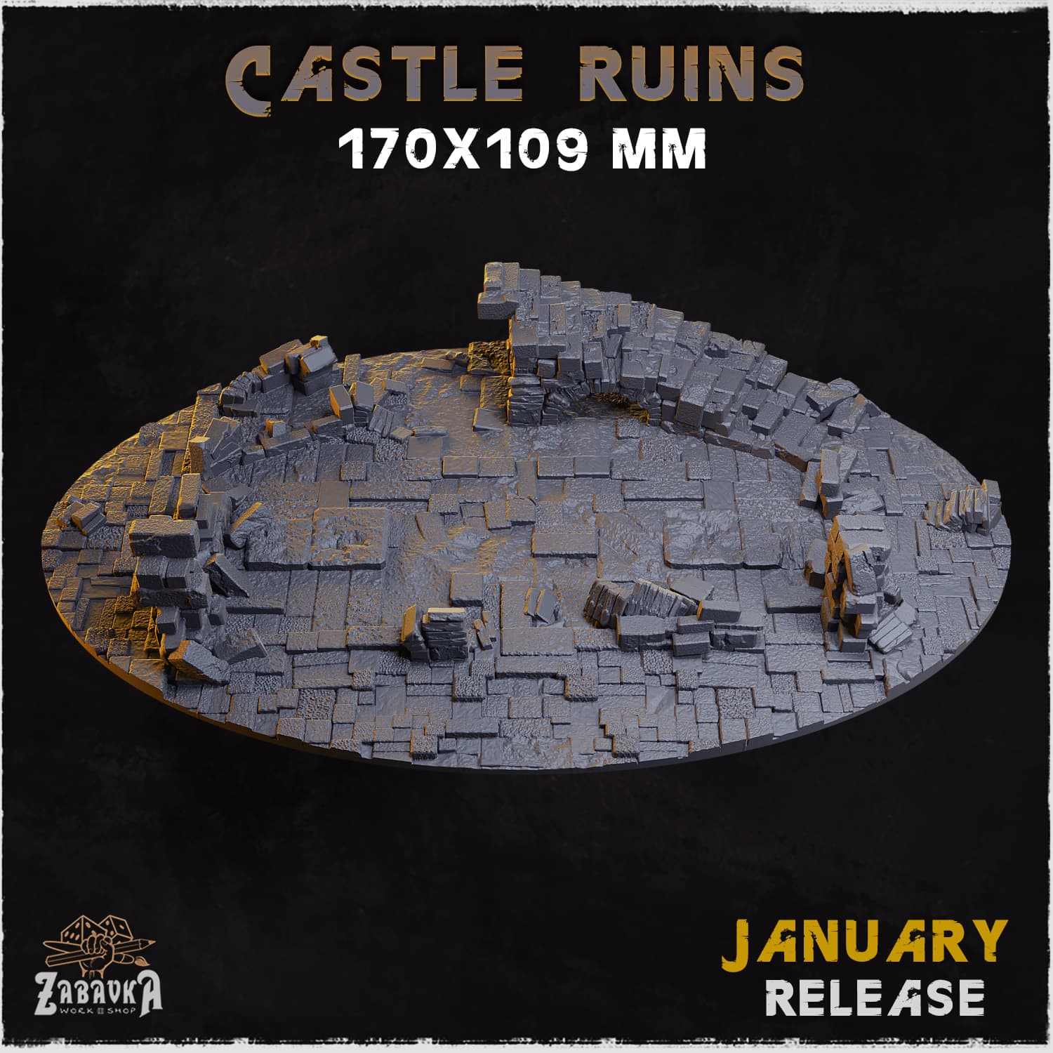 Castle Ruins Bases & Toppers - Unpainted Resin thumbnail