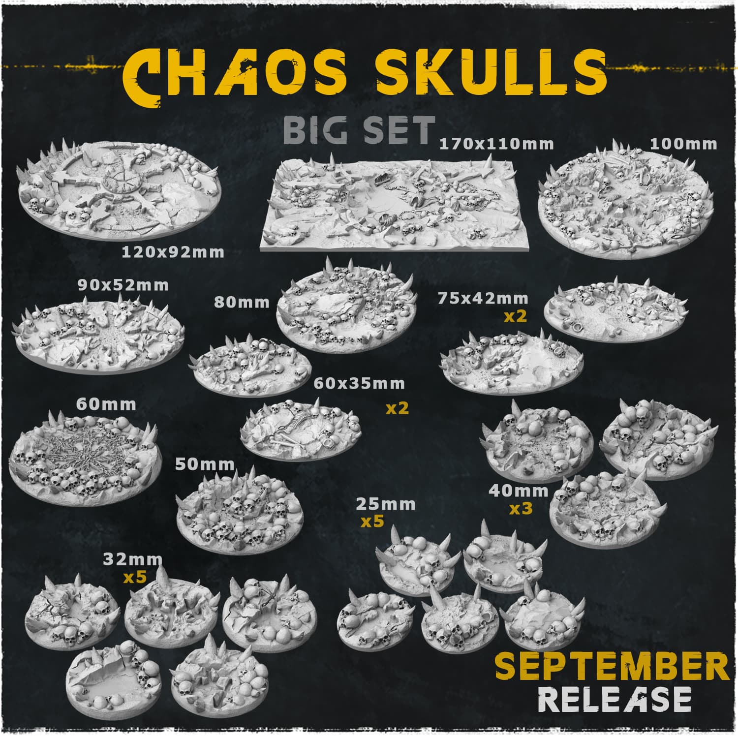 Chaos Skulls Bases & Toppers - Unpainted Resin thumbnail