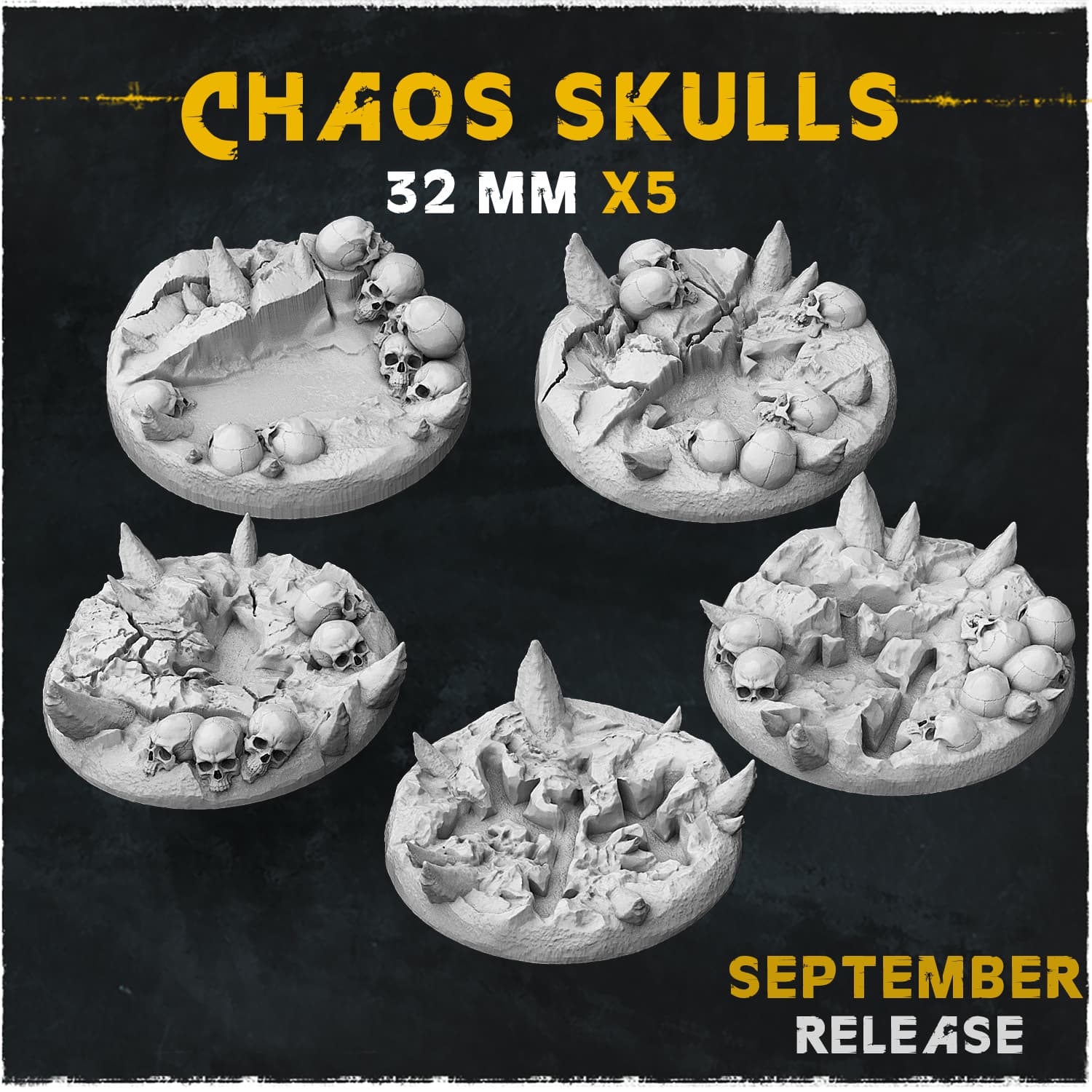 Chaos Skulls Bases & Toppers - Unpainted Resin thumbnail