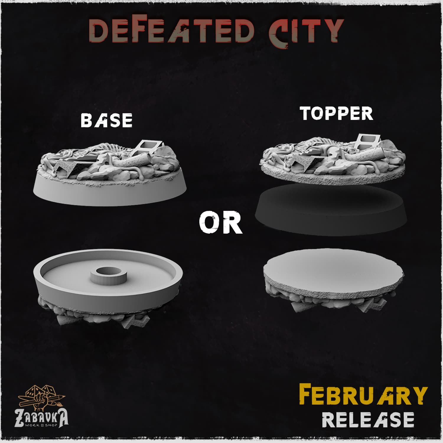 Defeated City Bases & Toppers - Unpainted Resin thumbnail