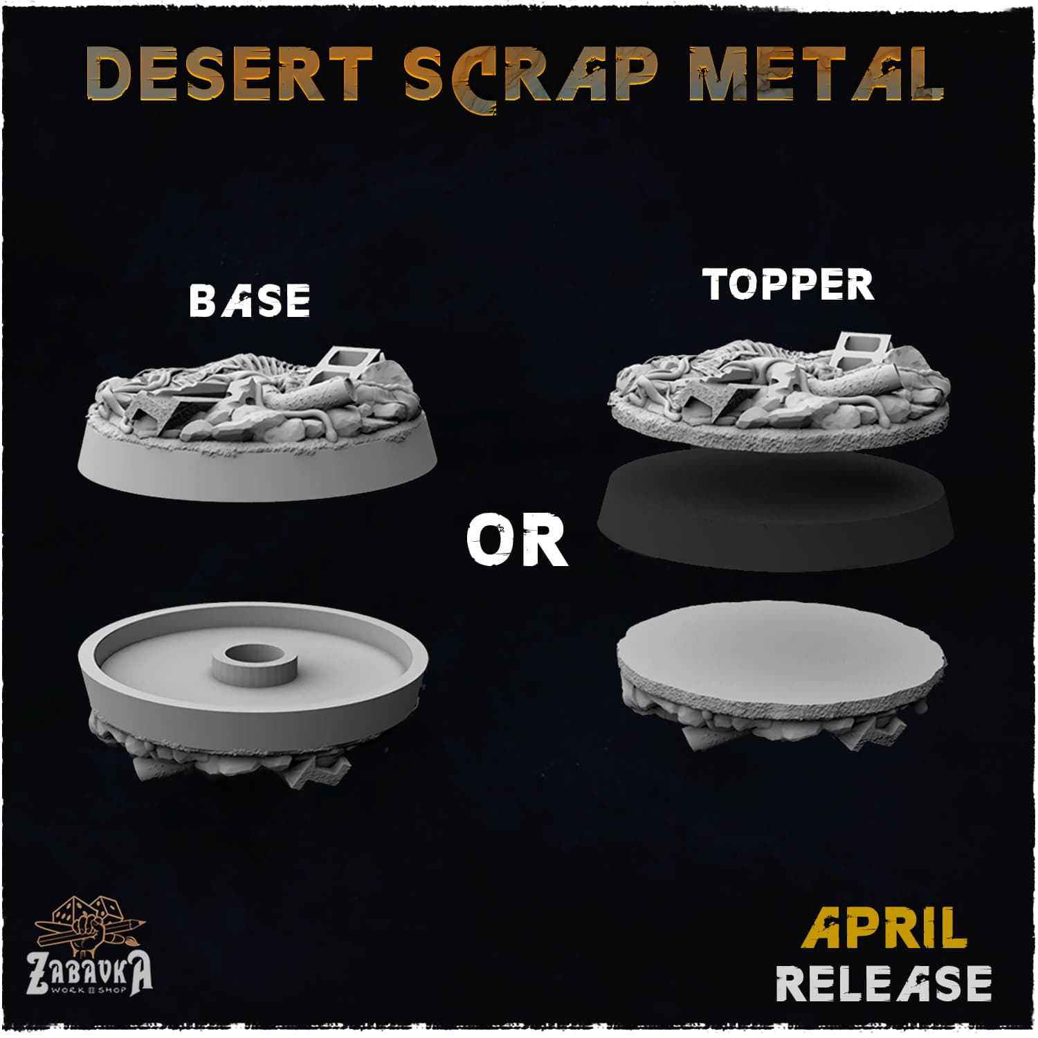 Desert Scrap Metal Bases & Toppers - Unpainted Resin thumbnail