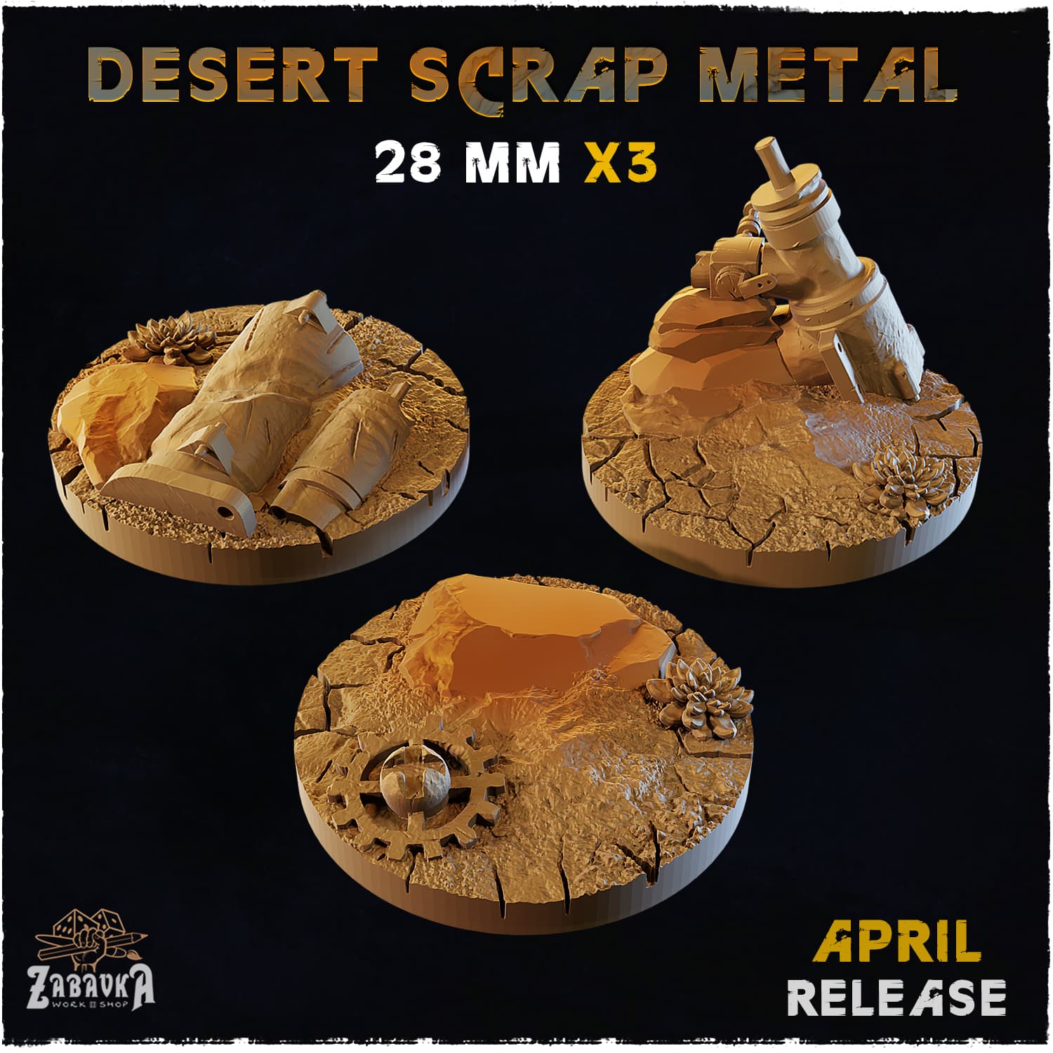 Desert Scrap Metal Bases & Toppers - Unpainted Resin thumbnail