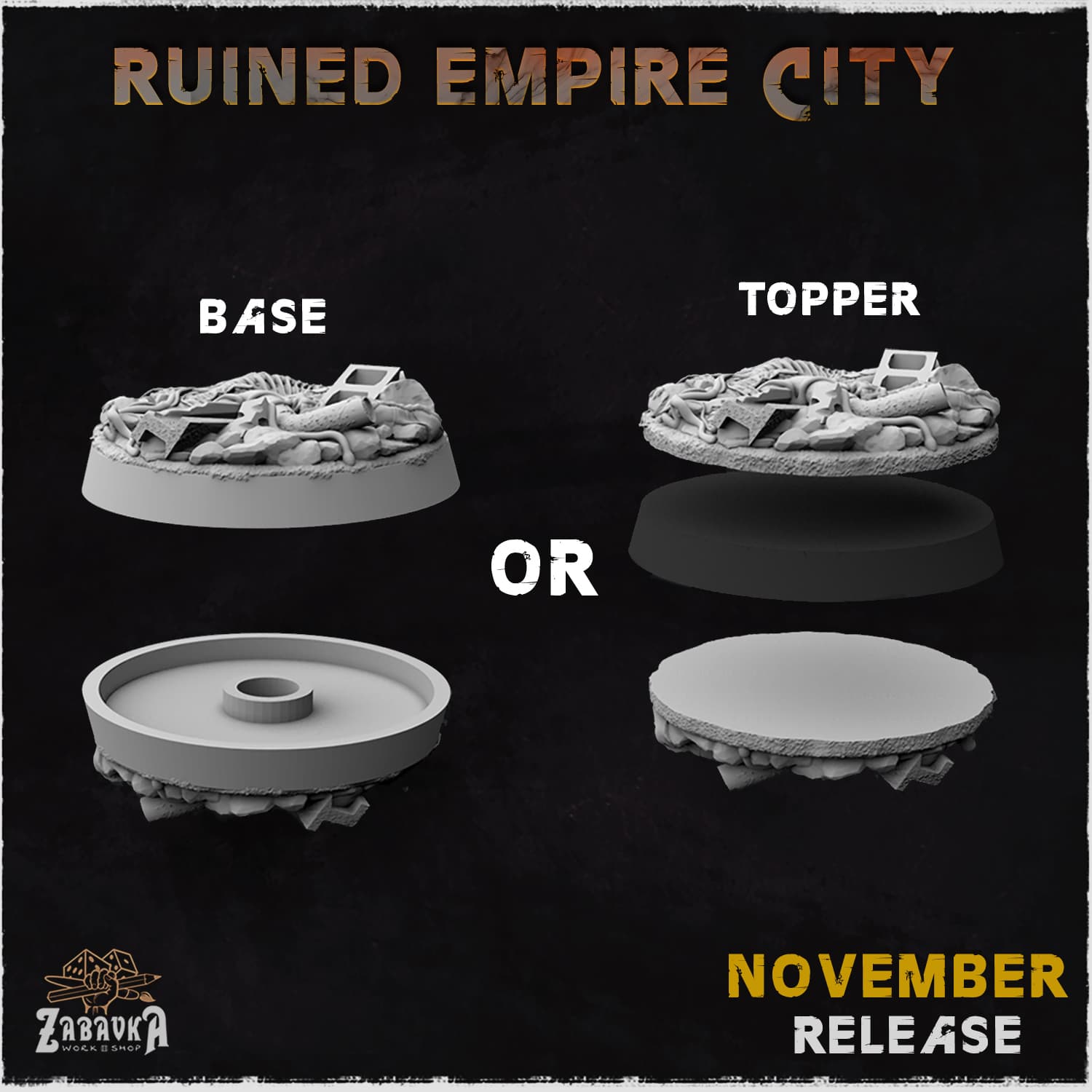 Ruined Empire City Bases & Toppers - Unpainted Resin thumbnail