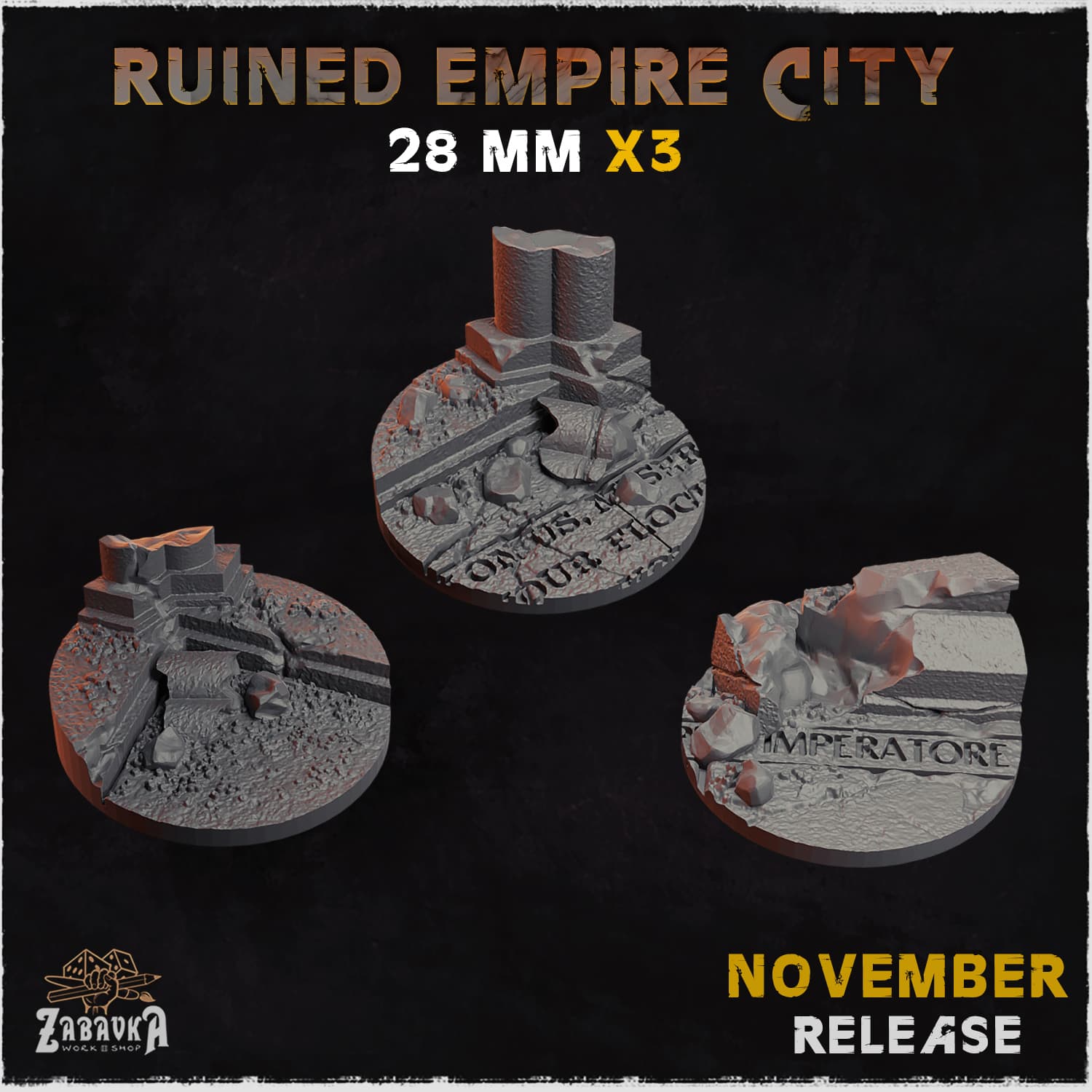 Ruined Empire City Bases & Toppers - Unpainted Resin thumbnail