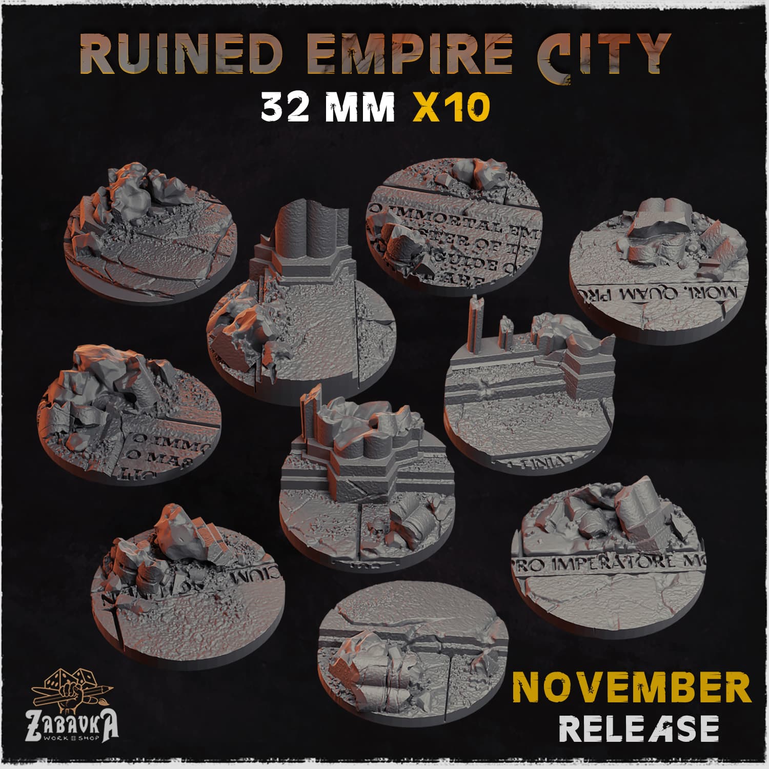 Ruined Empire City Bases & Toppers - Unpainted Resin thumbnail