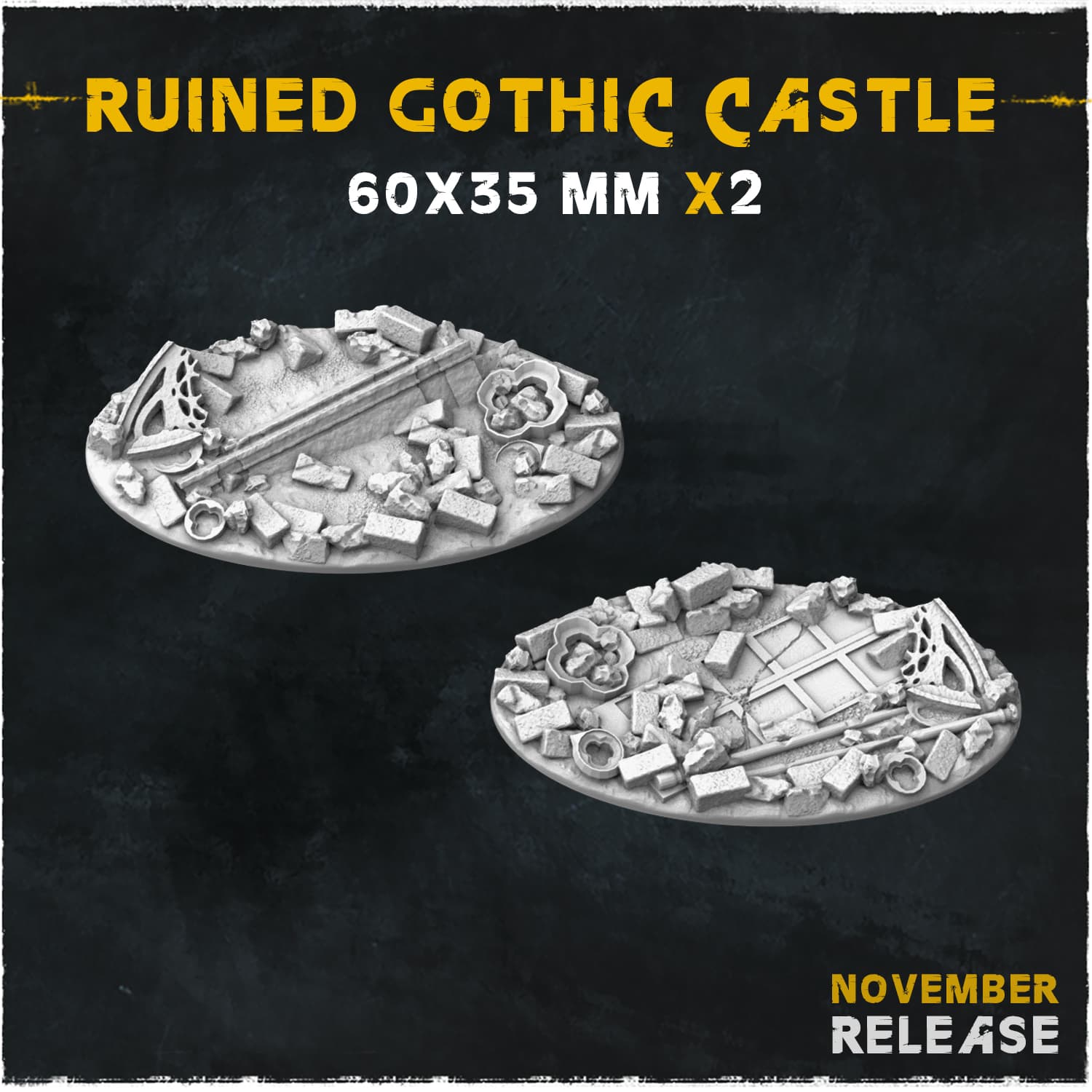 Ruined Gothic Castle Bases & Toppers - Unpainted Resin thumbnail