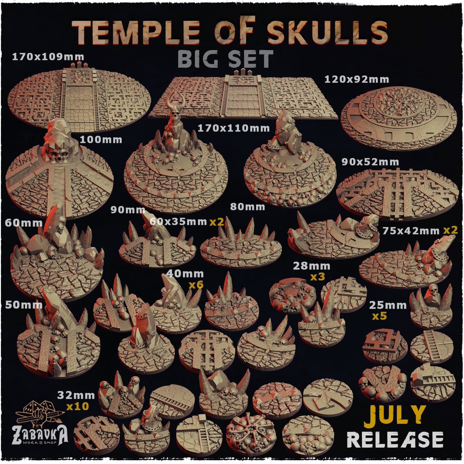Temple of Skulls Bases & Toppers - Unpainted Resin thumbnail