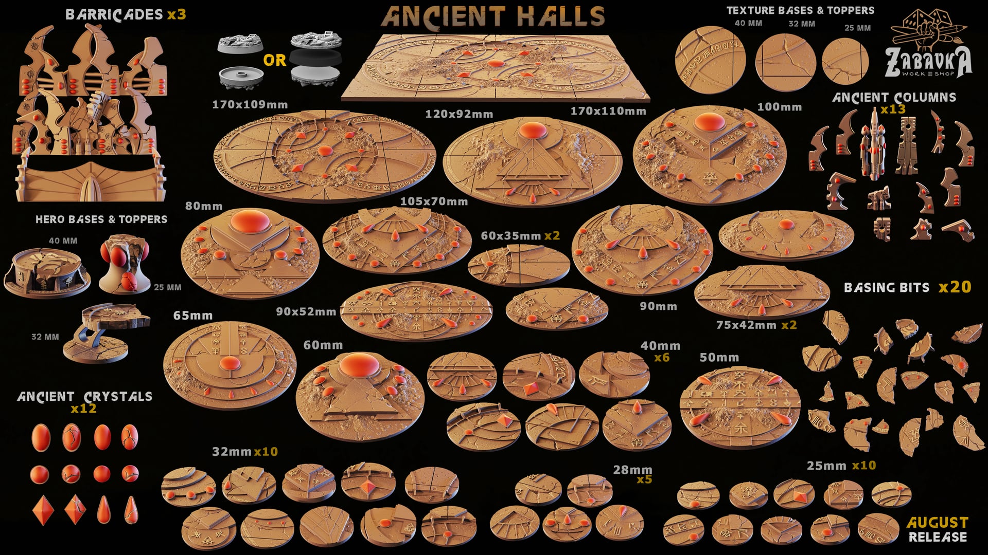 Ancient Halls Texture Bases - Unpainted Resin