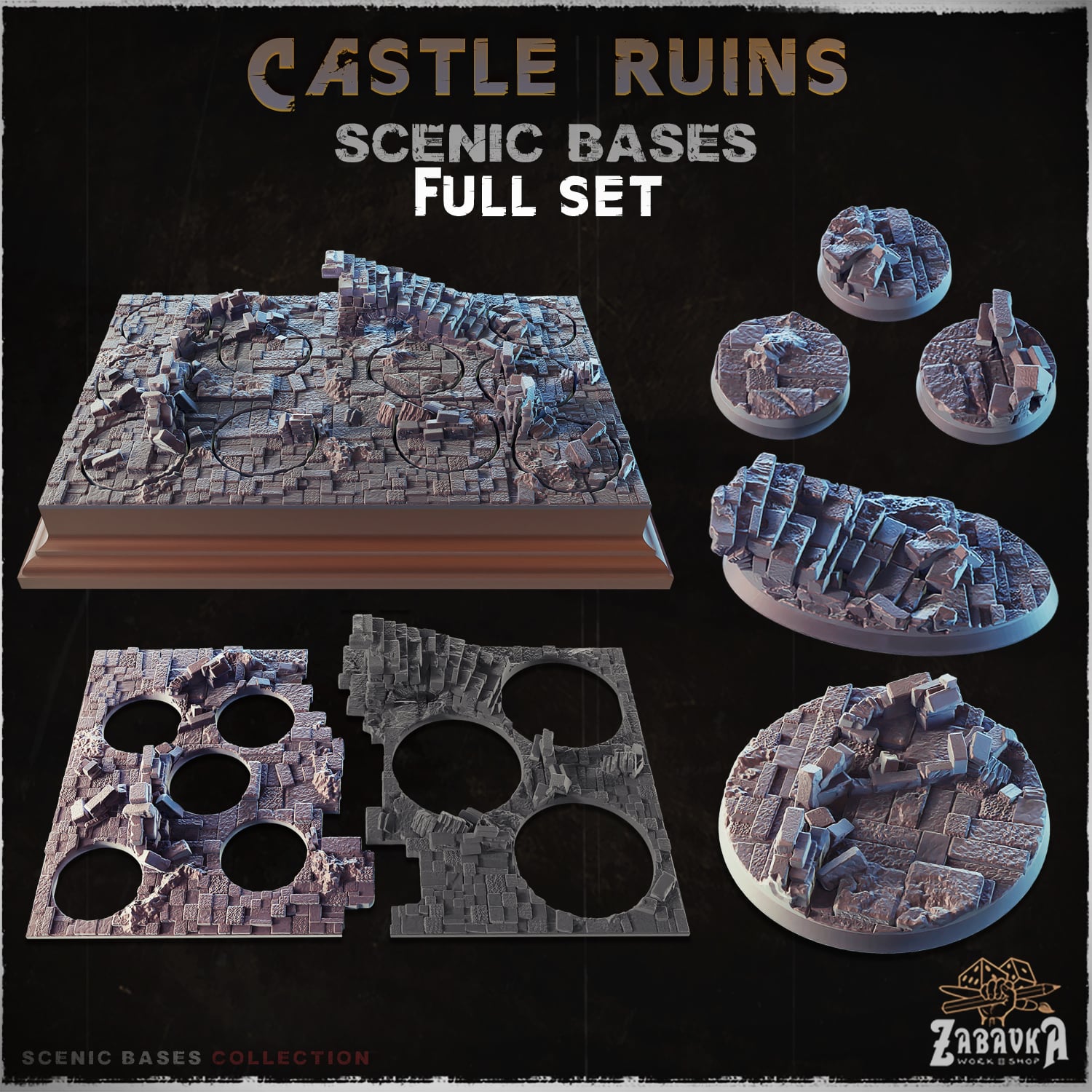 Castle Ruins Texture Bases - Unpainted Resin