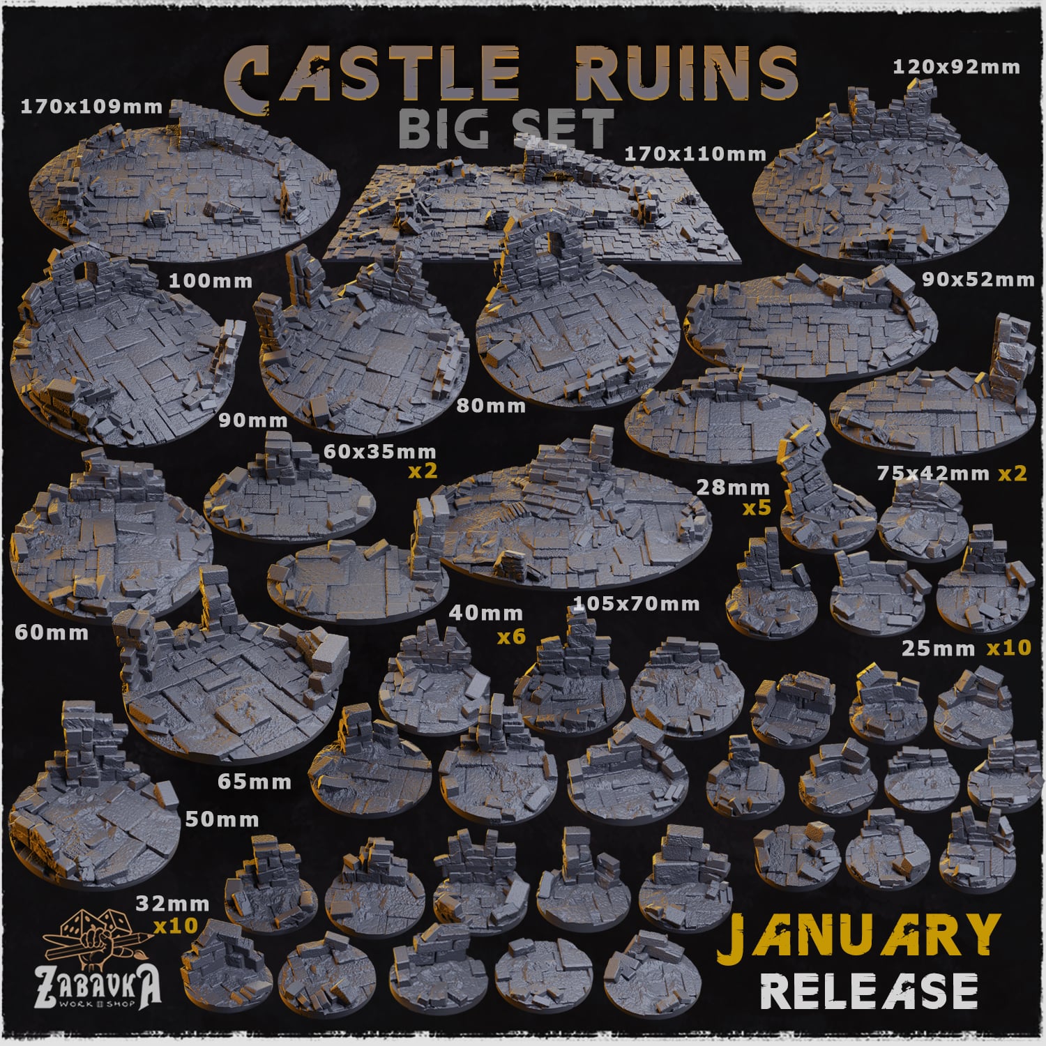 Castle Ruins Toppers - Unpainted Resin