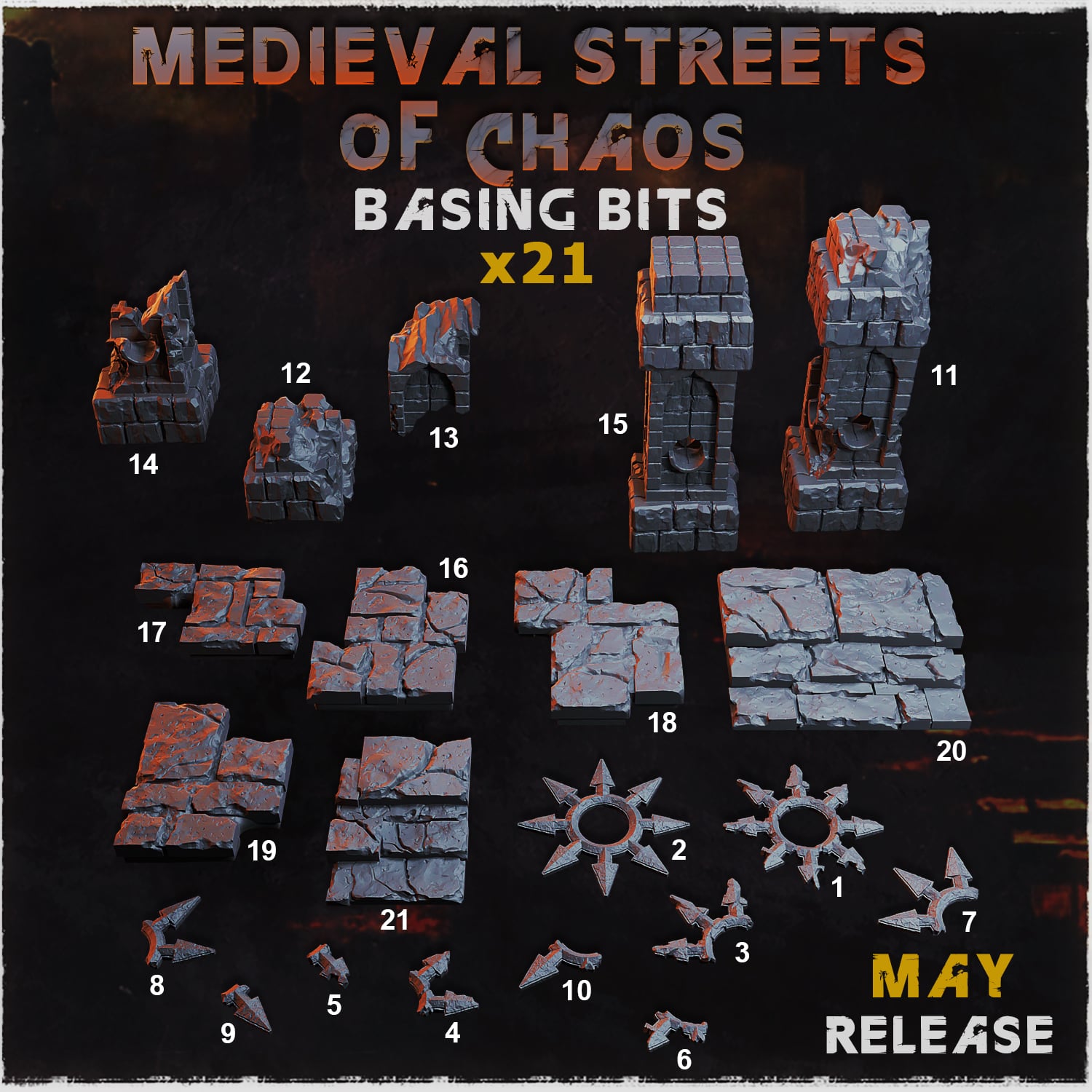 Medieval Streets of Chaos Basing Bits - Unpainted Resin