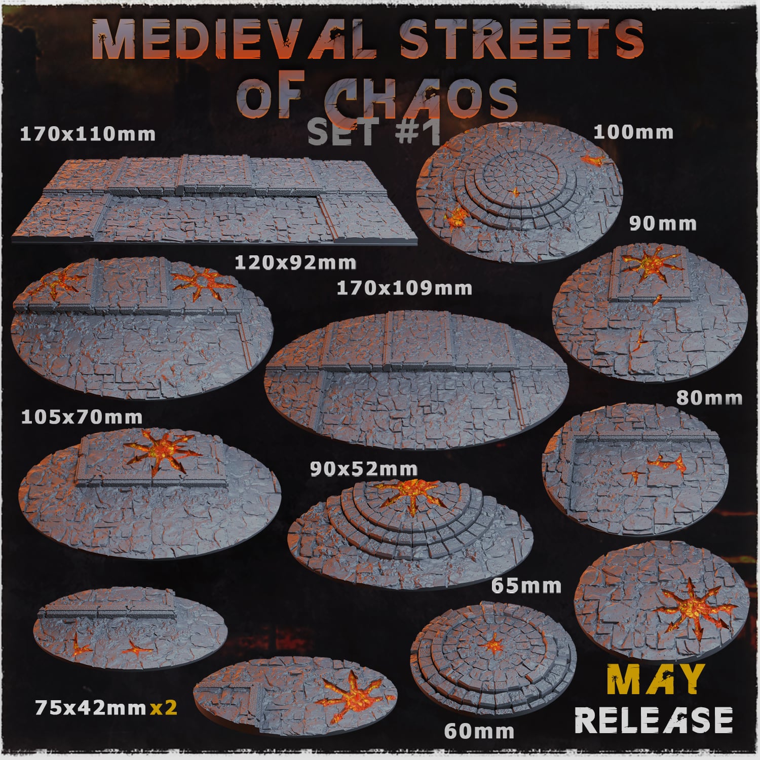 Medieval Streets of Chaos Texture Bases - Unpainted Resin