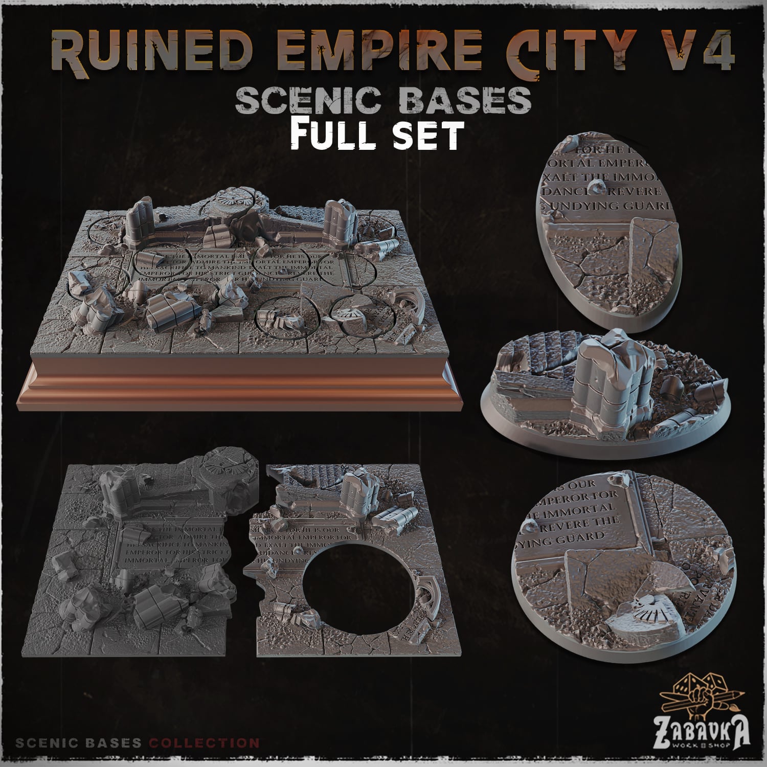 Ruined Empire City Texture Bases - Unpainted Resin