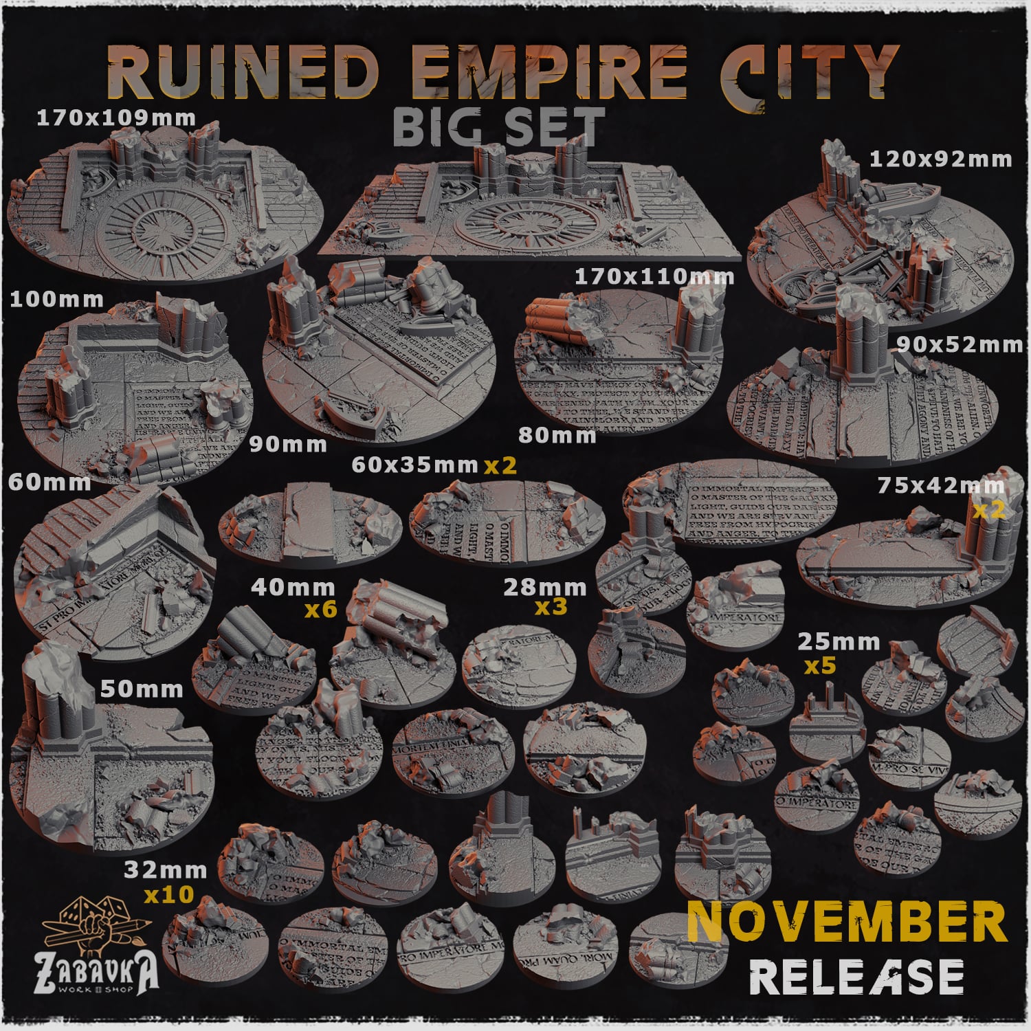 Ruined Empire City Toppers - Unpainted Resin