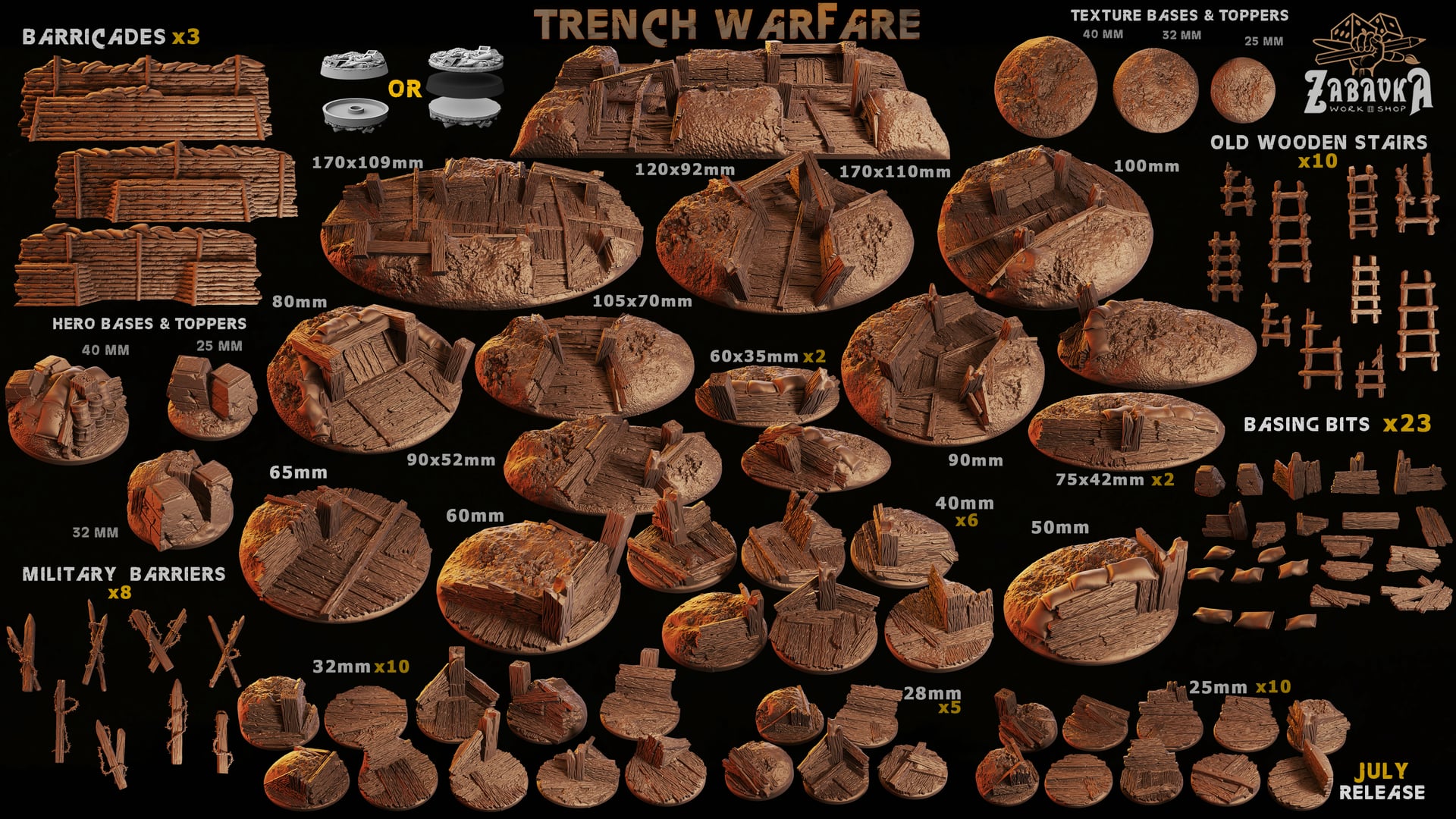 Trench Warfare Texture Bases - Unpainted Resin