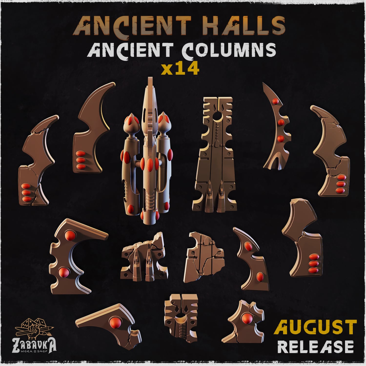 Ancient Halls Column Basing Bits - Unpainted Resin