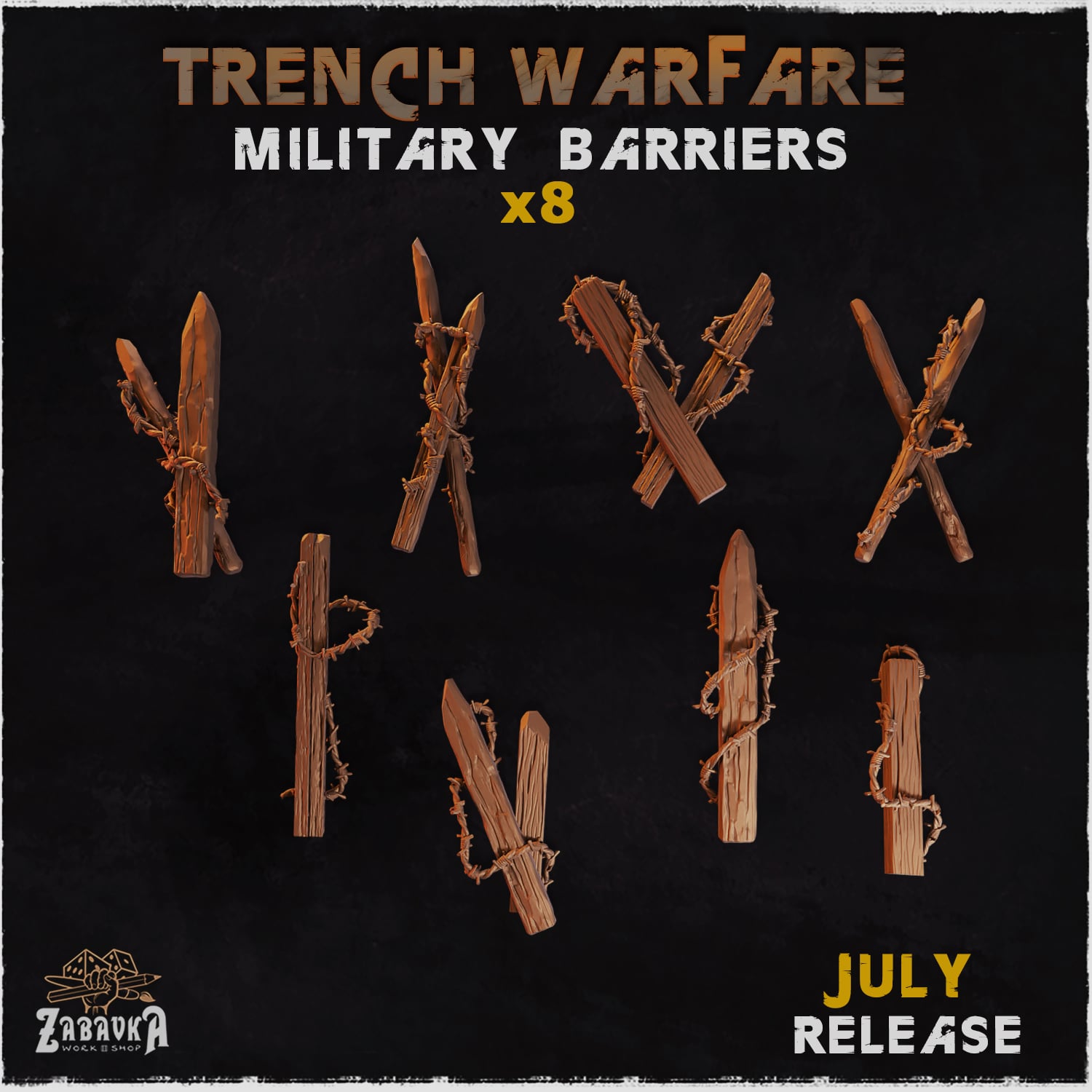 Trench Warfare Military Barriers - Unpainted Resin