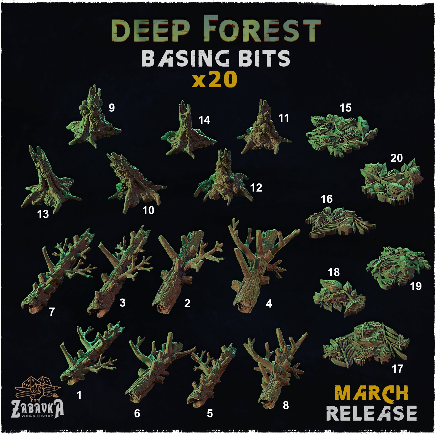 Deep Forest Basing Bits - Unpainted Resin - image 1