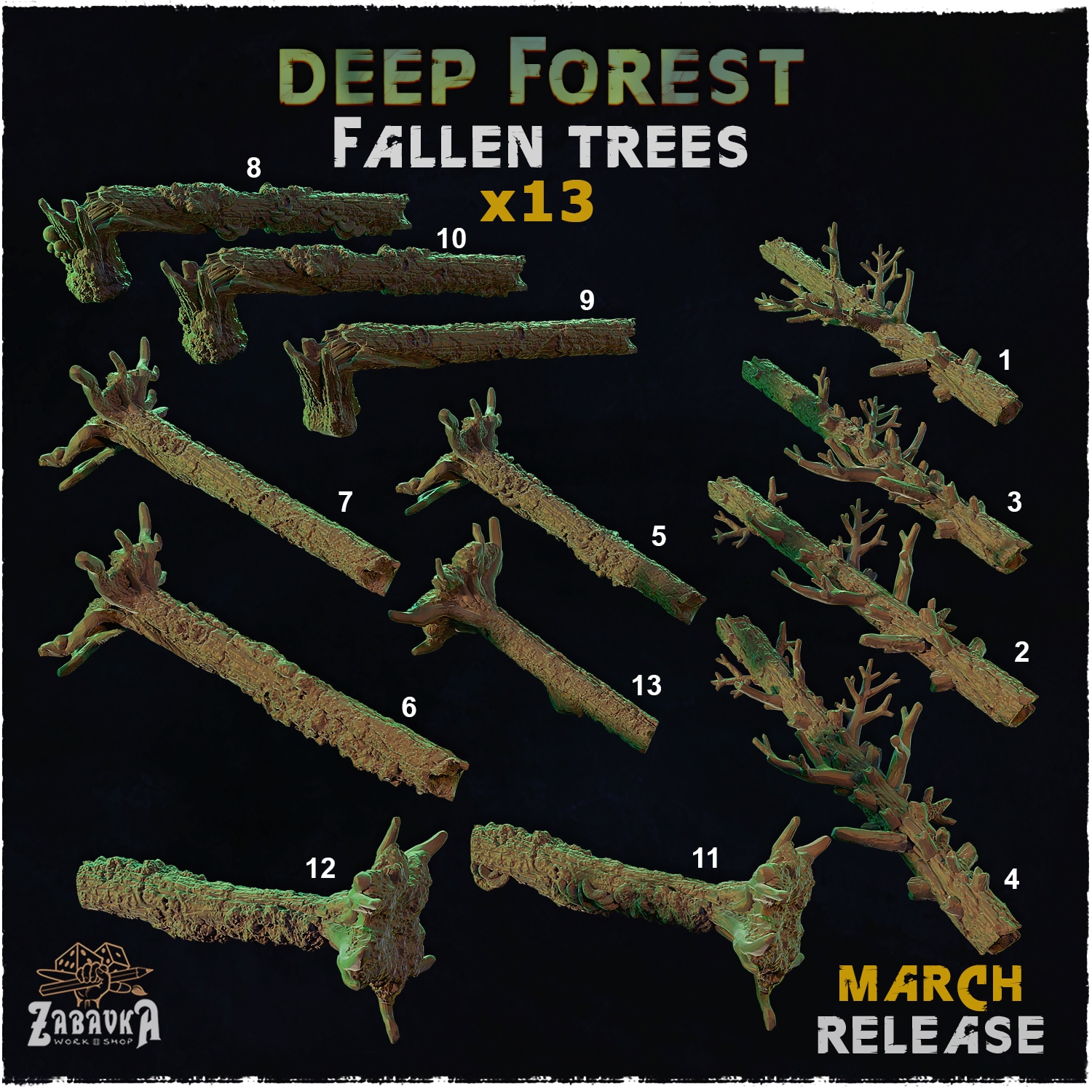 Deep Forest Fallen Trees - Unpainted Resin - image 1