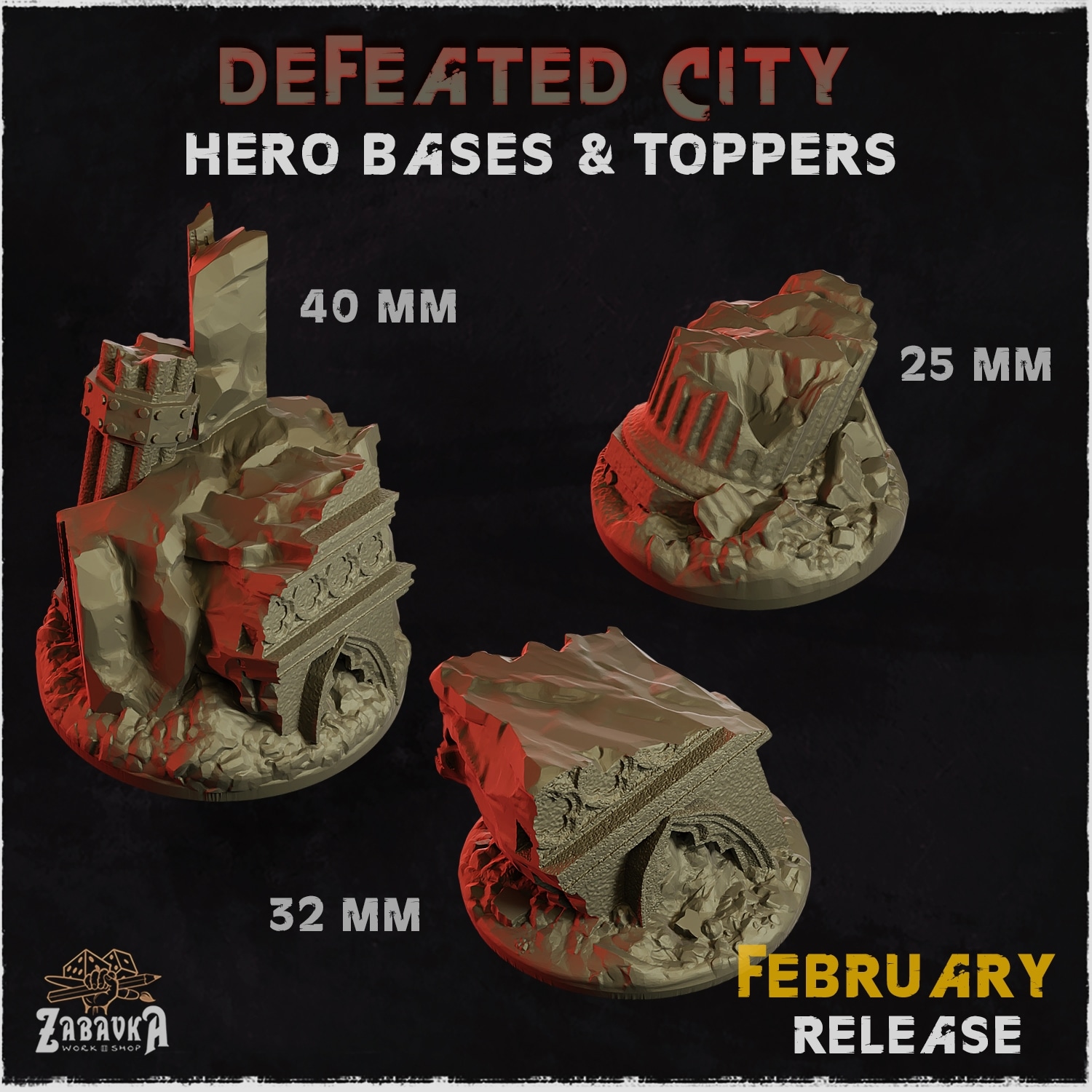 Defeated City Hero Bases - Unpainted Resin - image 1