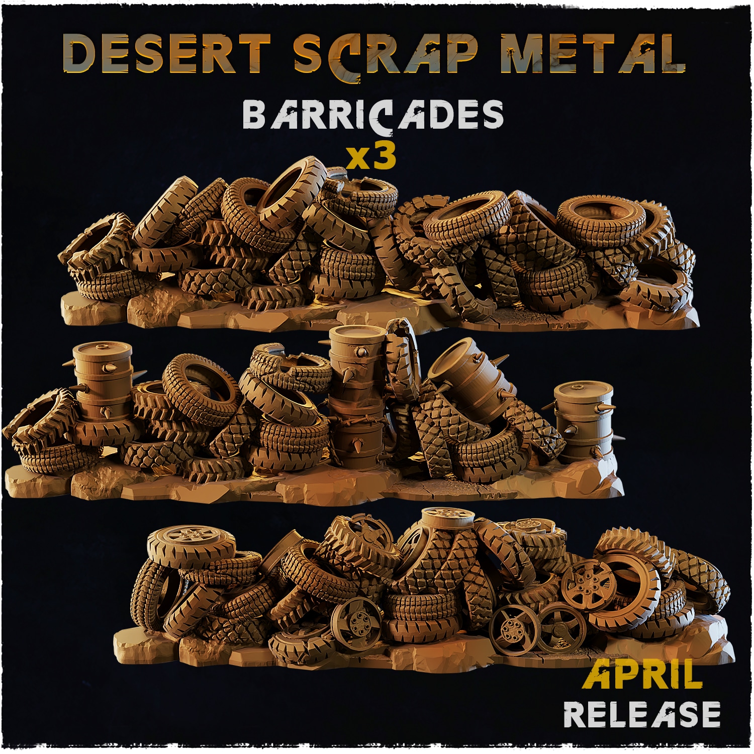 Desert Scrap Metal Barricades - Unpainted Resin - image 1