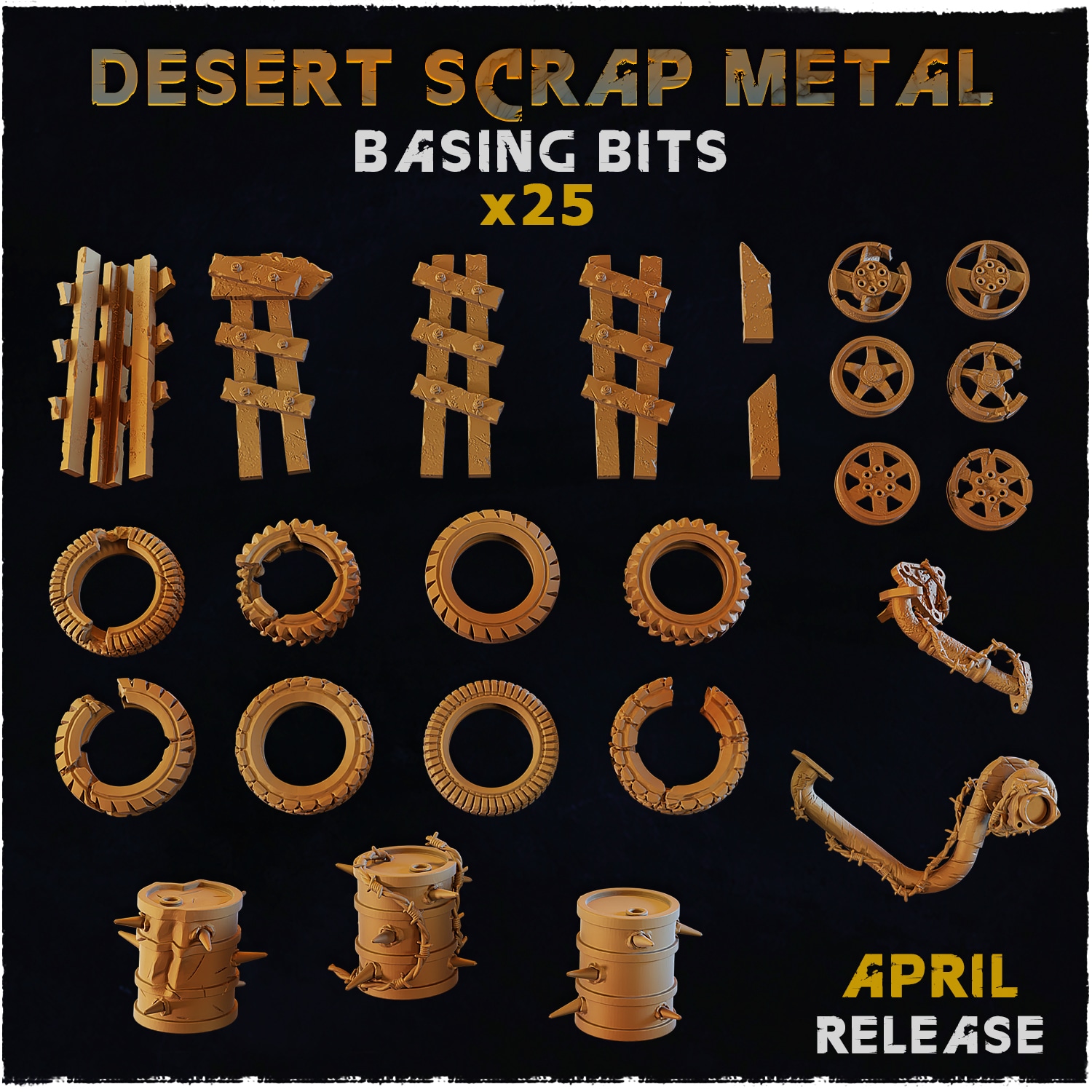 Desert Scrap Metal Basing Bits - Unpainted Resin - image 1