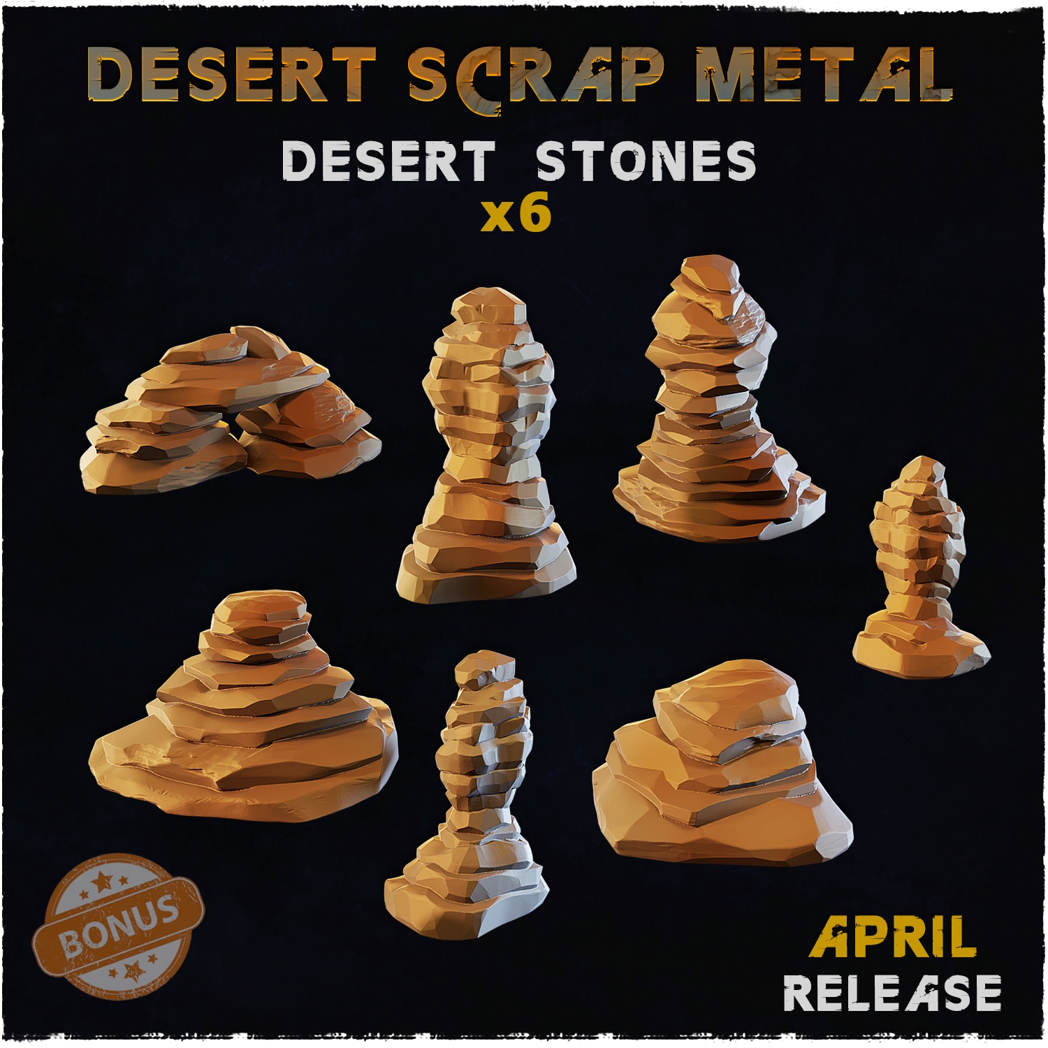 Desert Scrap Metal Desert Stones - Unpainted Resin - image 1