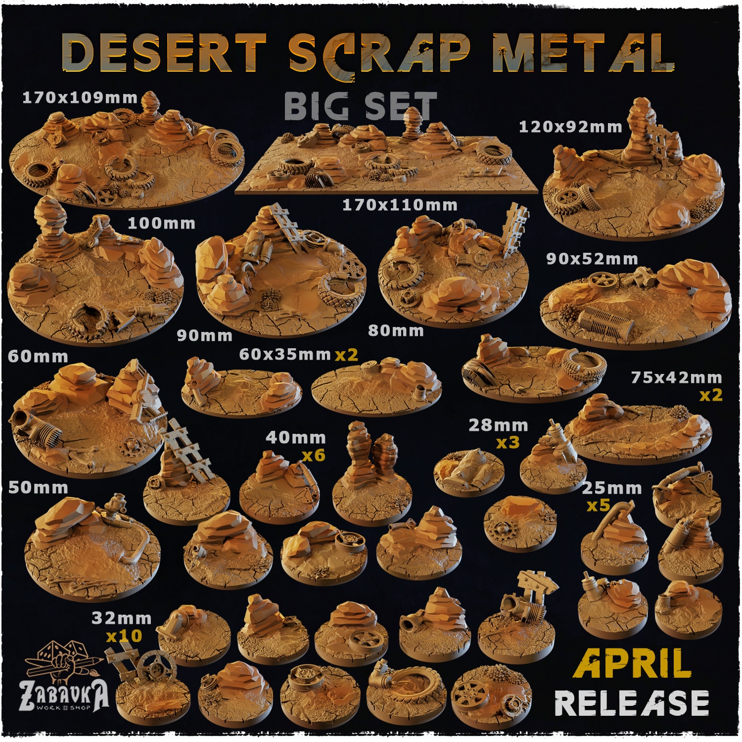 Desert Scrap Metal Texture Bases - Unpainted Resin - image 1